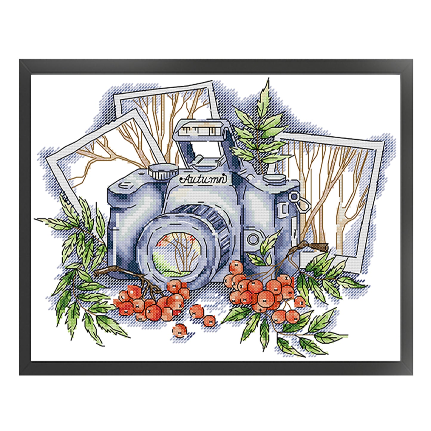 Autumn Through Lens - Partial 14CT Stamped Cross Stitch 31x26CM - Joy Sunday Backstitch+Half Cross Stitch