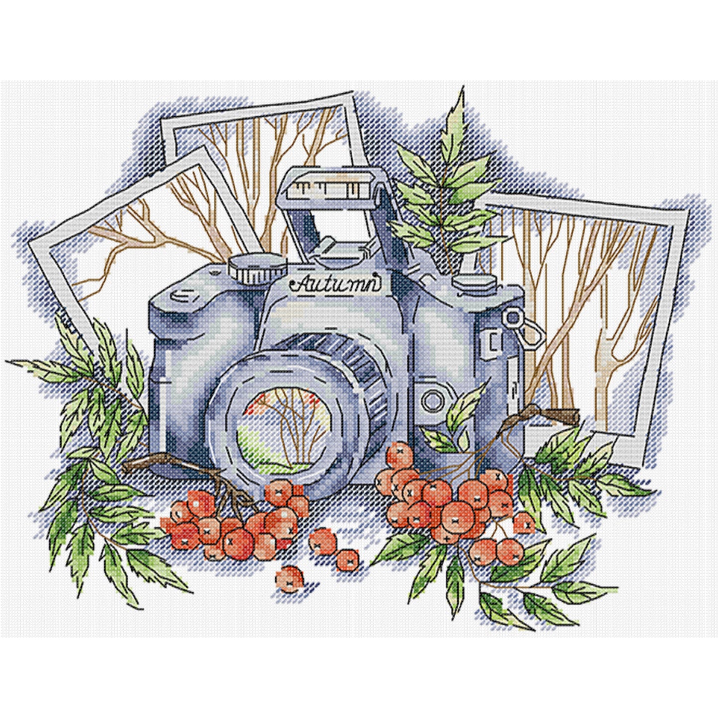 Autumn Through Lens - Partial 14CT Stamped Cross Stitch 31x26CM - Joy Sunday Backstitch+Half Cross Stitch