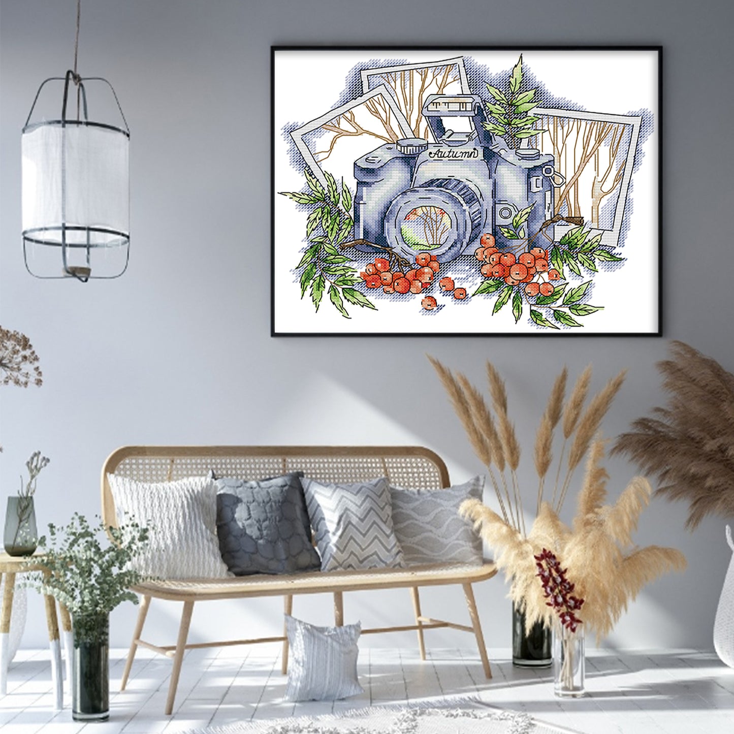 Autumn Through Lens - Partial 14CT Stamped Cross Stitch 31x26CM - Joy Sunday Backstitch+Half Cross Stitch