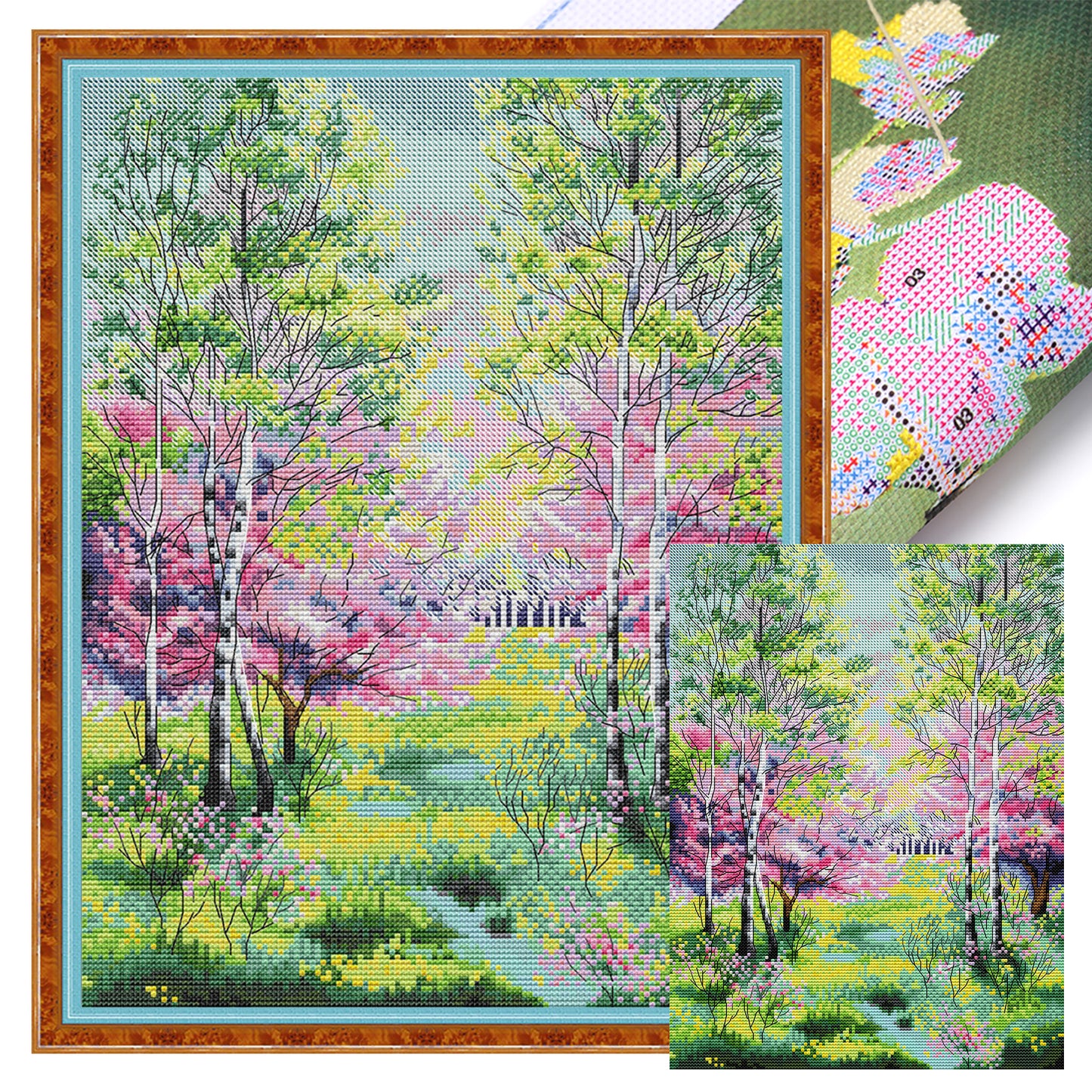 Woods In Spring - Full 14CT Stamped Cross Stitch 31x40CM - Joy Sunday