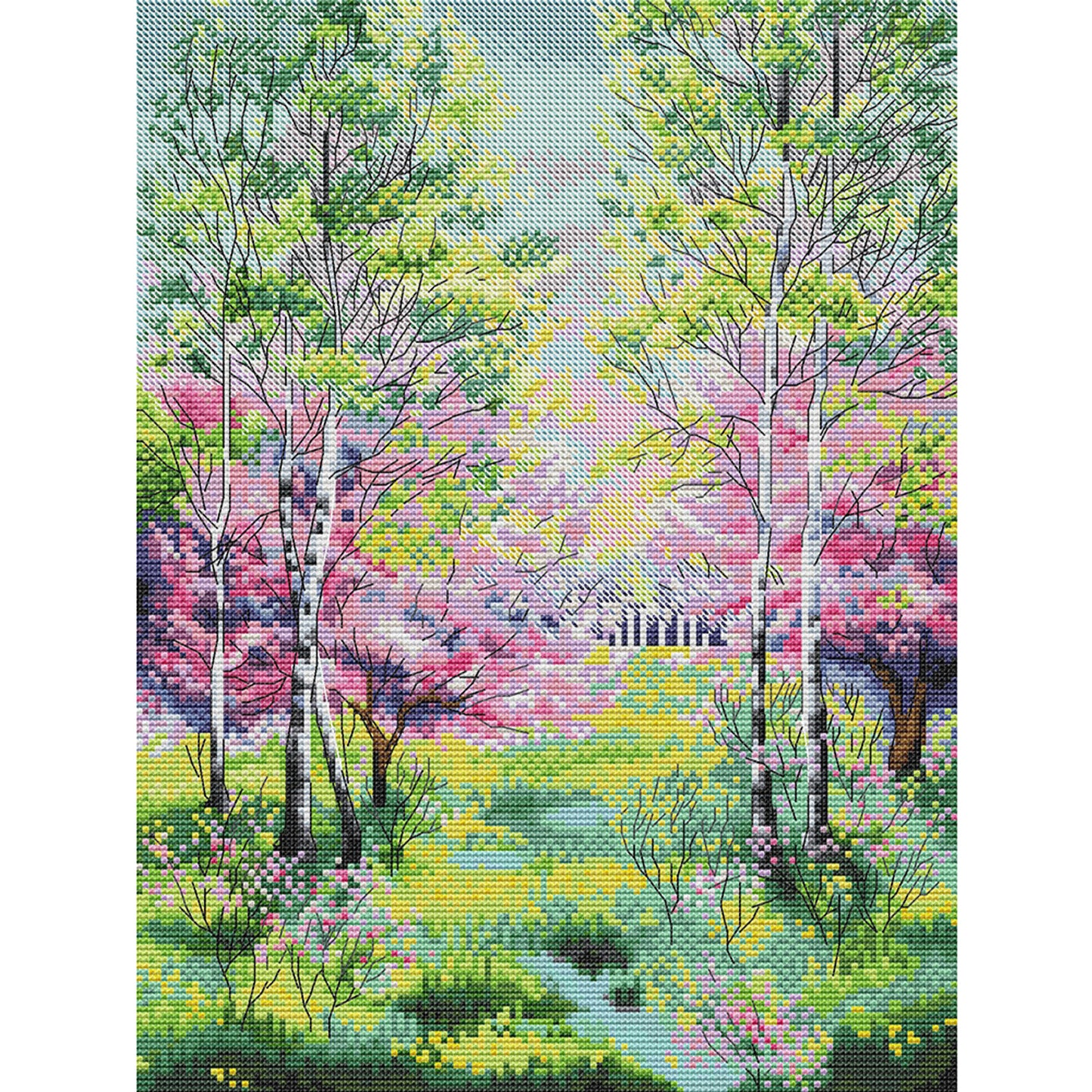 Woods In Spring - Full 14CT Stamped Cross Stitch 31x40CM - Joy Sunday