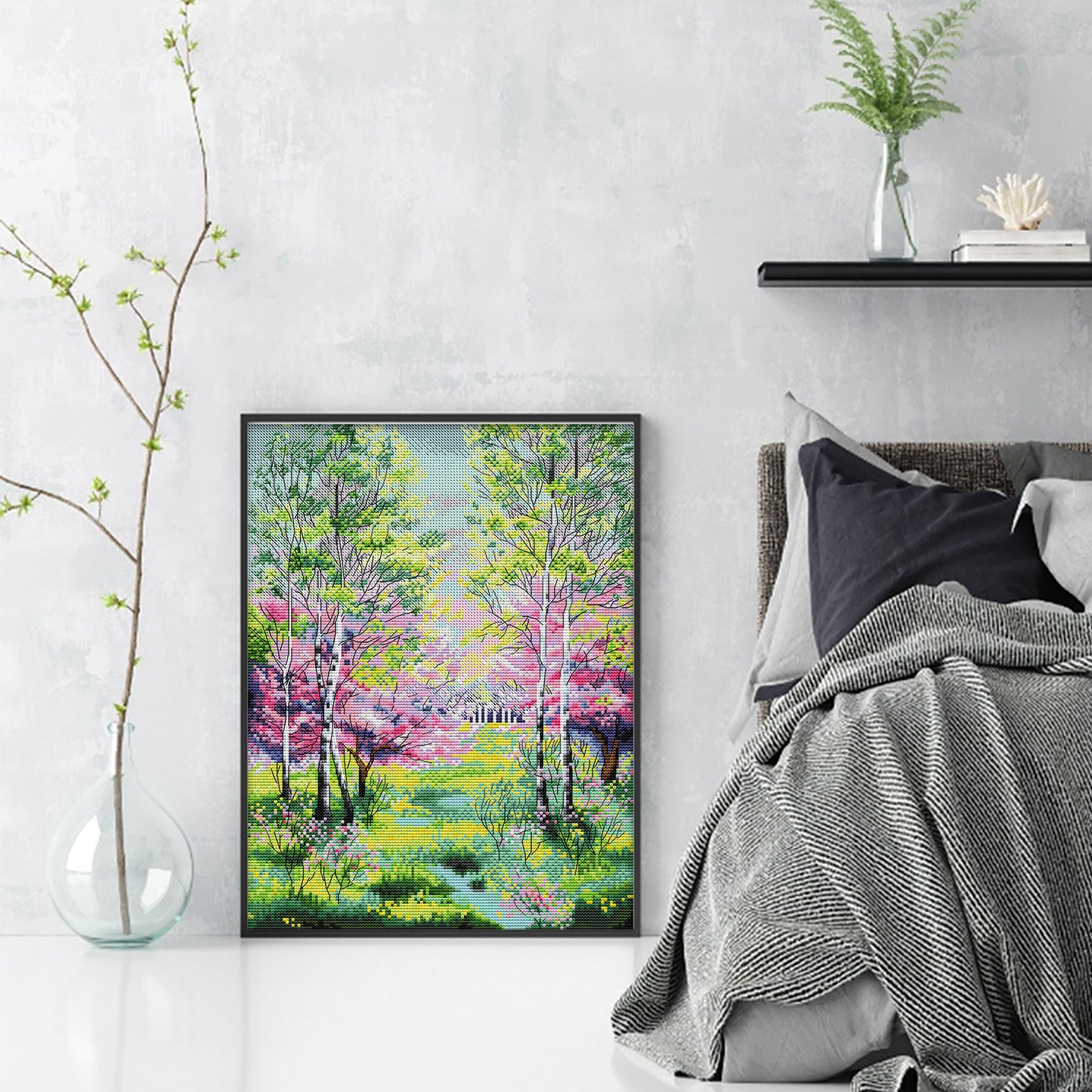 Woods In Spring - Full 14CT Stamped Cross Stitch 31x40CM - Joy Sunday