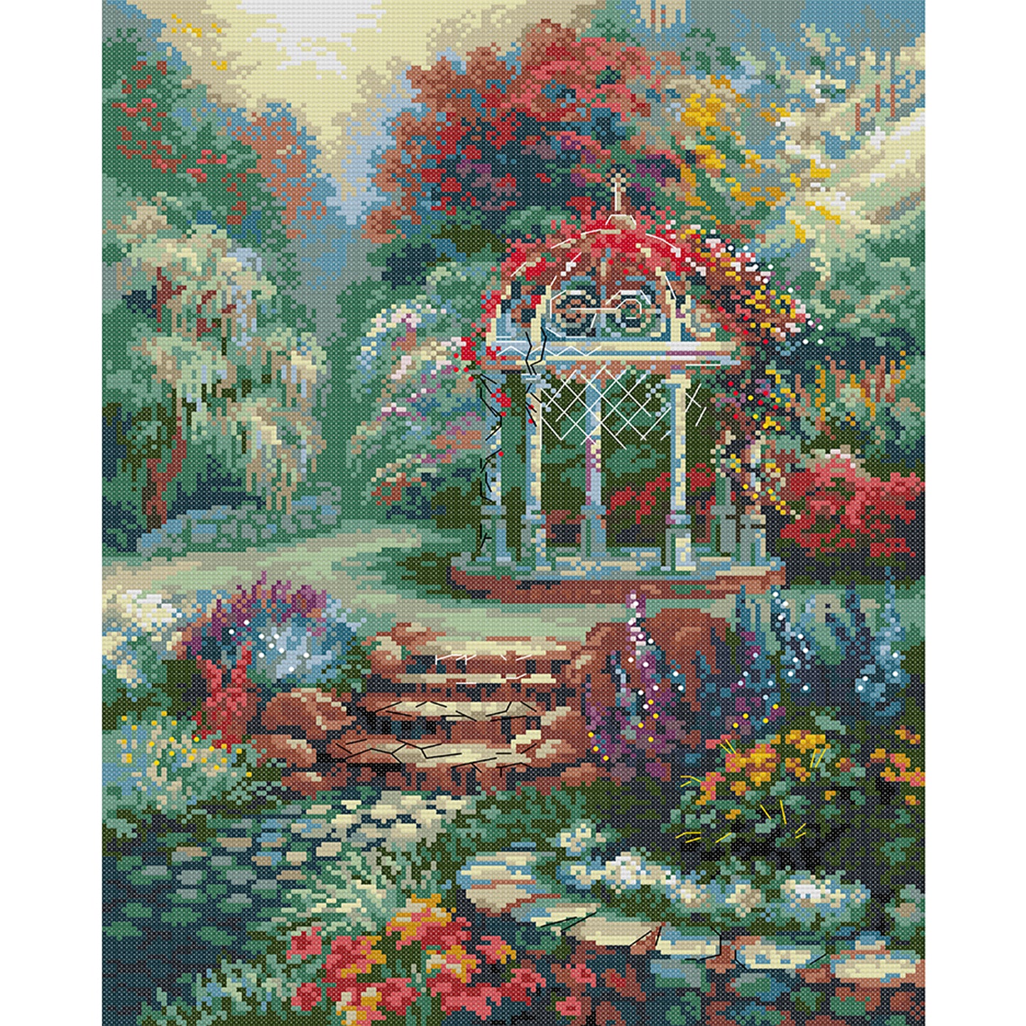 Garden Pavilion - Full 14CT Stamped Cross Stitch 37x48CM - Joy Sunday