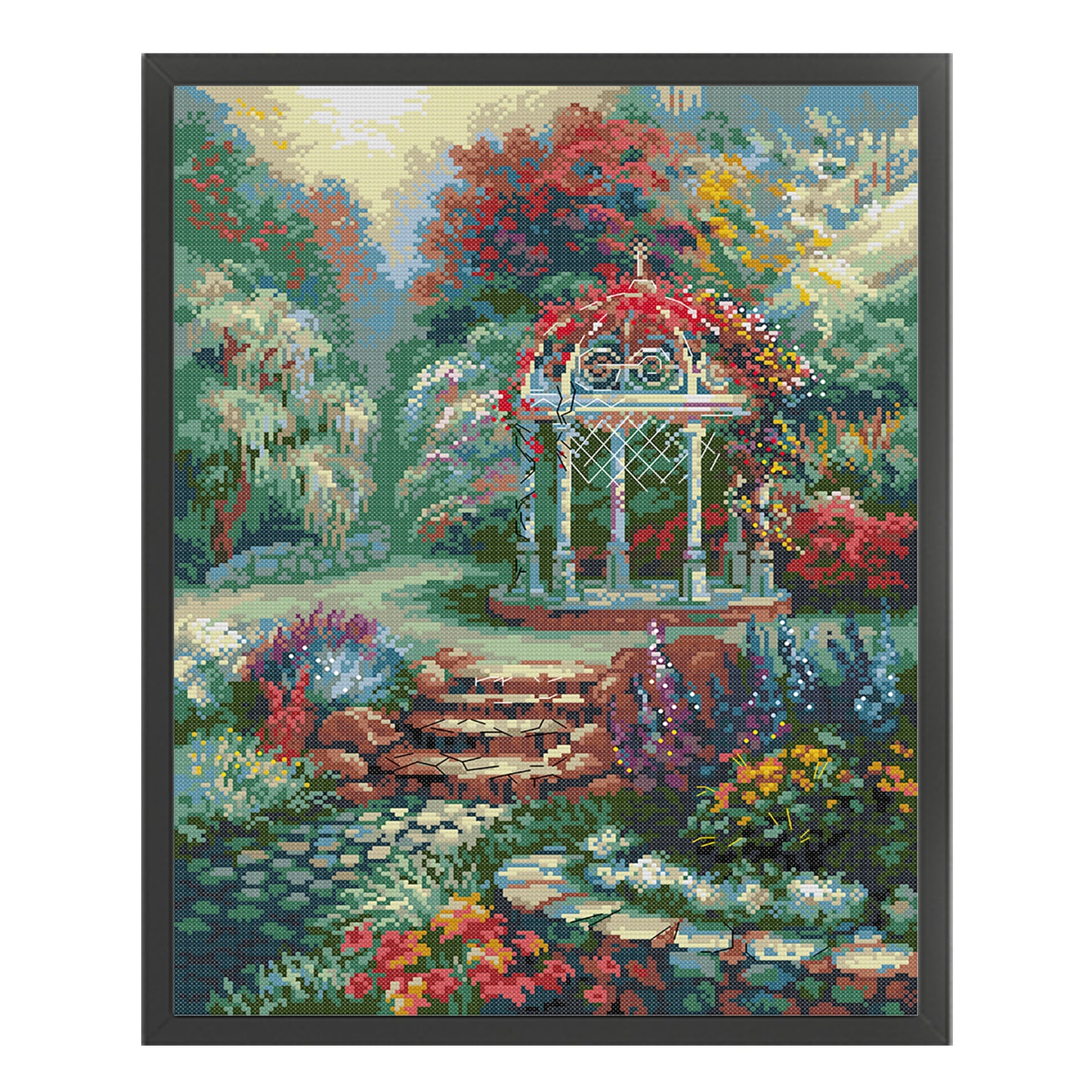 Garden Pavilion - Full 14CT Stamped Cross Stitch 37x48CM - Joy Sunday