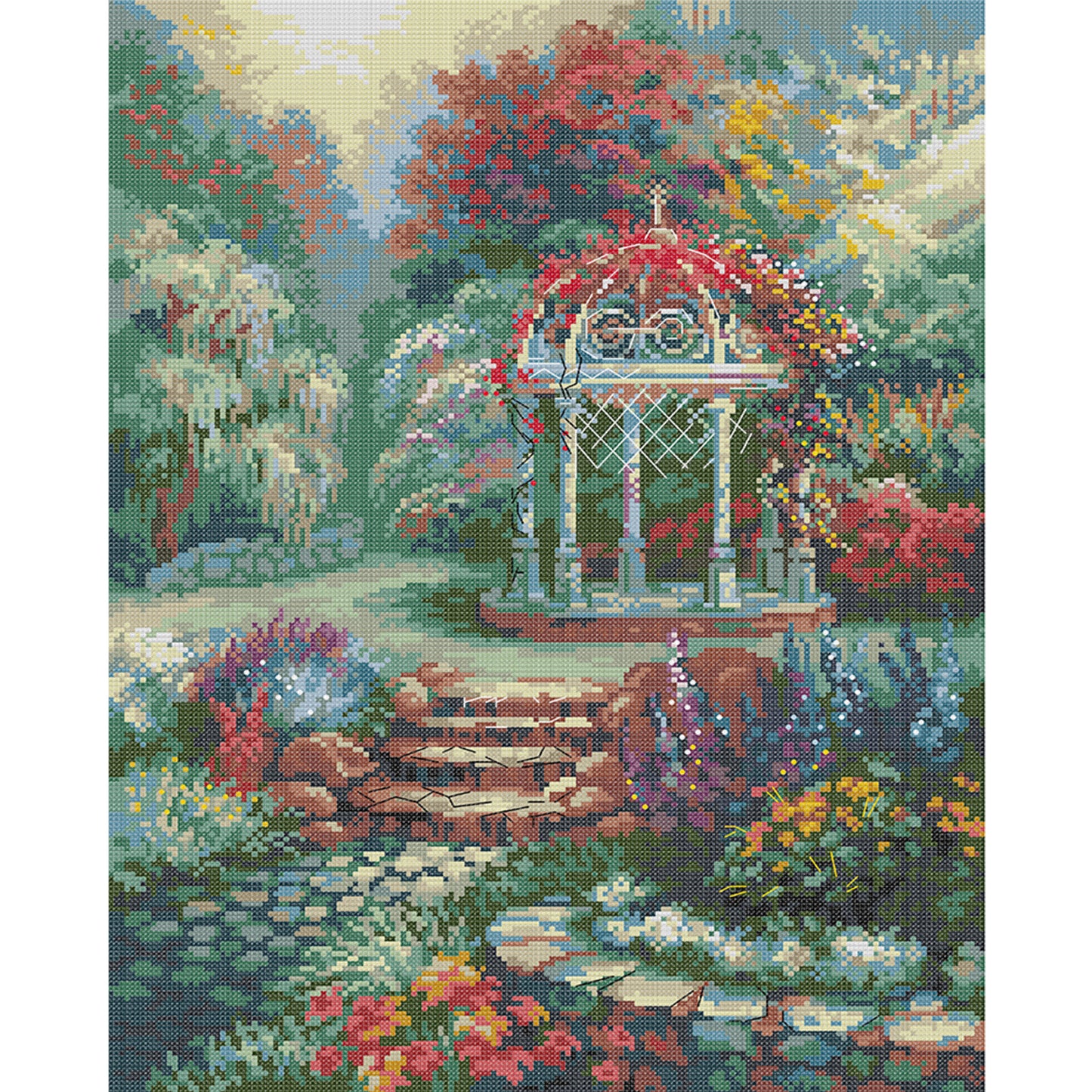 Garden Pavilion - Full 14CT Stamped Cross Stitch 37x48CM - Joy Sunday