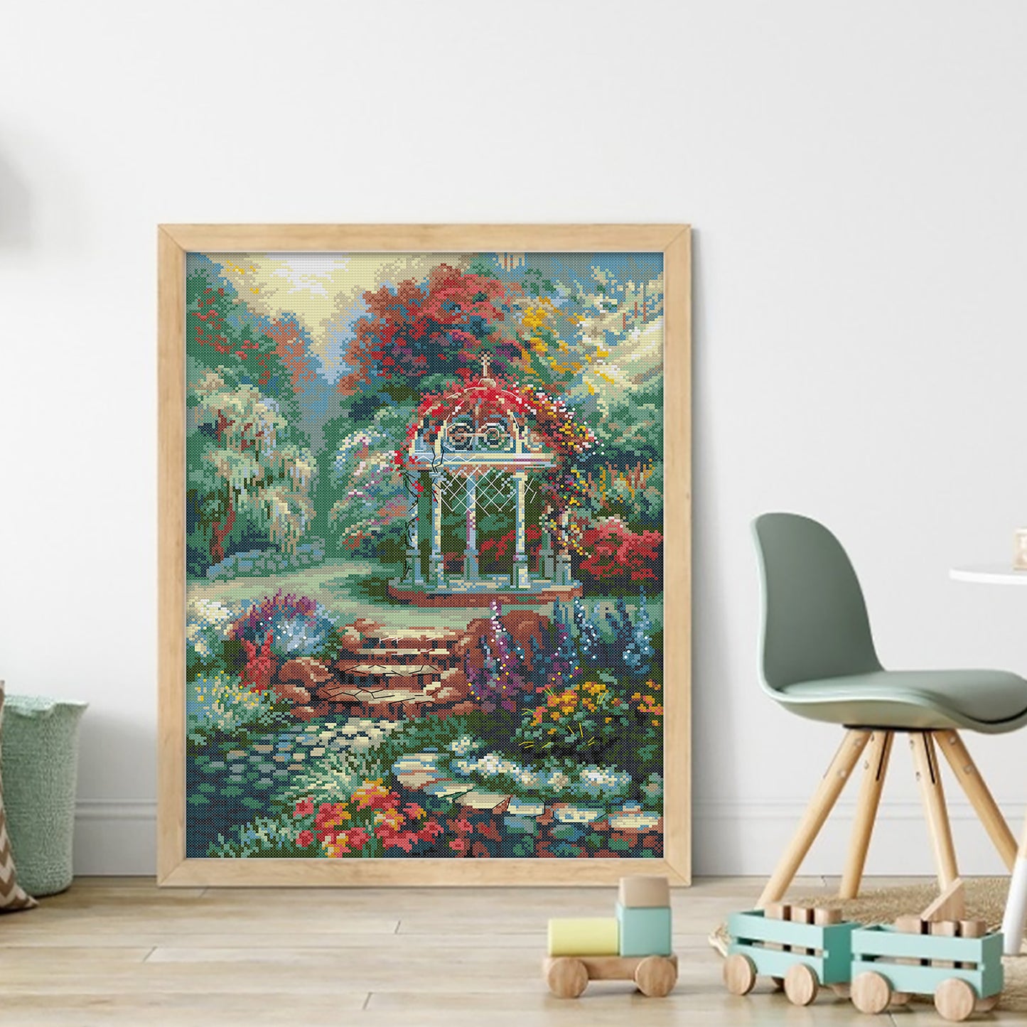 Garden Pavilion - Full 14CT Stamped Cross Stitch 37x48CM - Joy Sunday