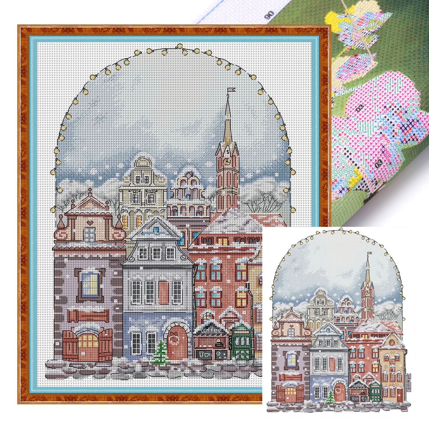 House In Snow - Partial 14CT Stamped Cross Stitch 36x46CM - Joy Sunday