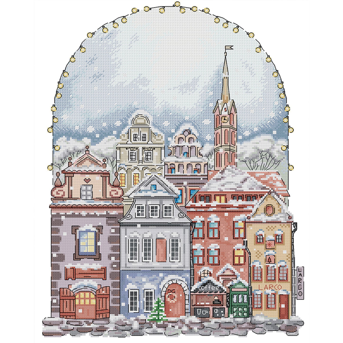 House In Snow - Partial 14CT Stamped Cross Stitch 36x46CM - Joy Sunday