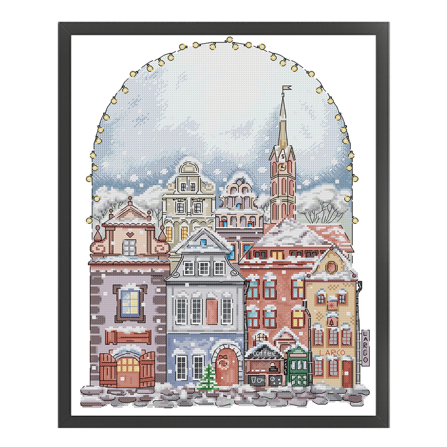 House In Snow - Partial 14CT Stamped Cross Stitch 36x46CM - Joy Sunday
