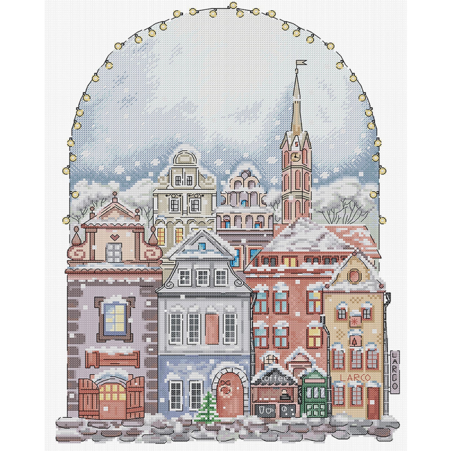House In Snow - Partial 14CT Stamped Cross Stitch 36x46CM - Joy Sunday