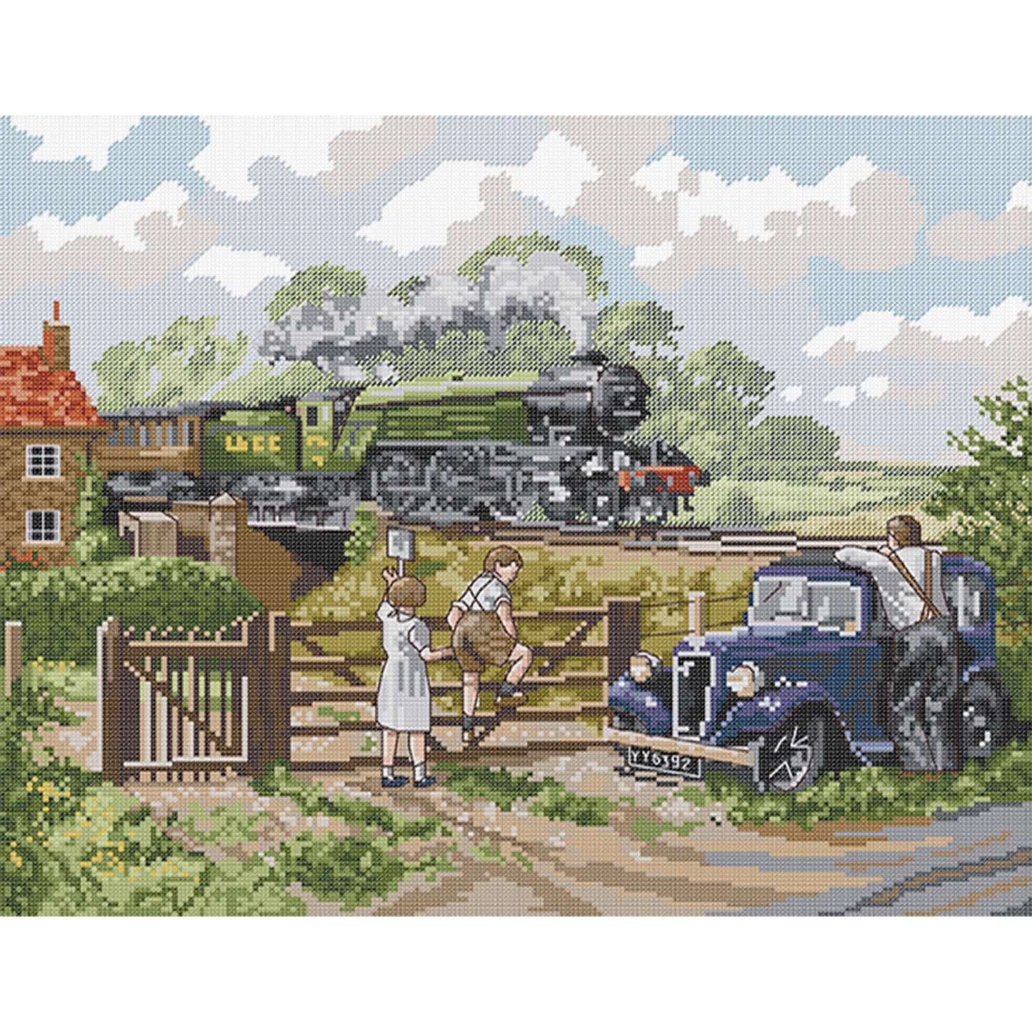 Childhood Memories - Full 14CT Stamped Cross Stitch 43x36CM - Joy Sunday