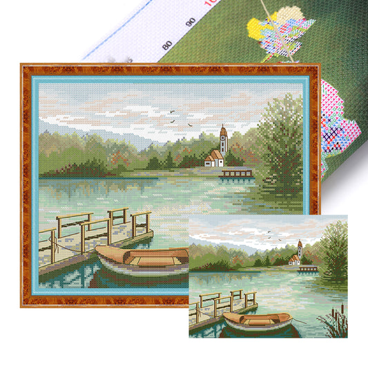 Lakeshore - Full 14CT Stamped Cross Stitch 34x27CM - Joy Sunday