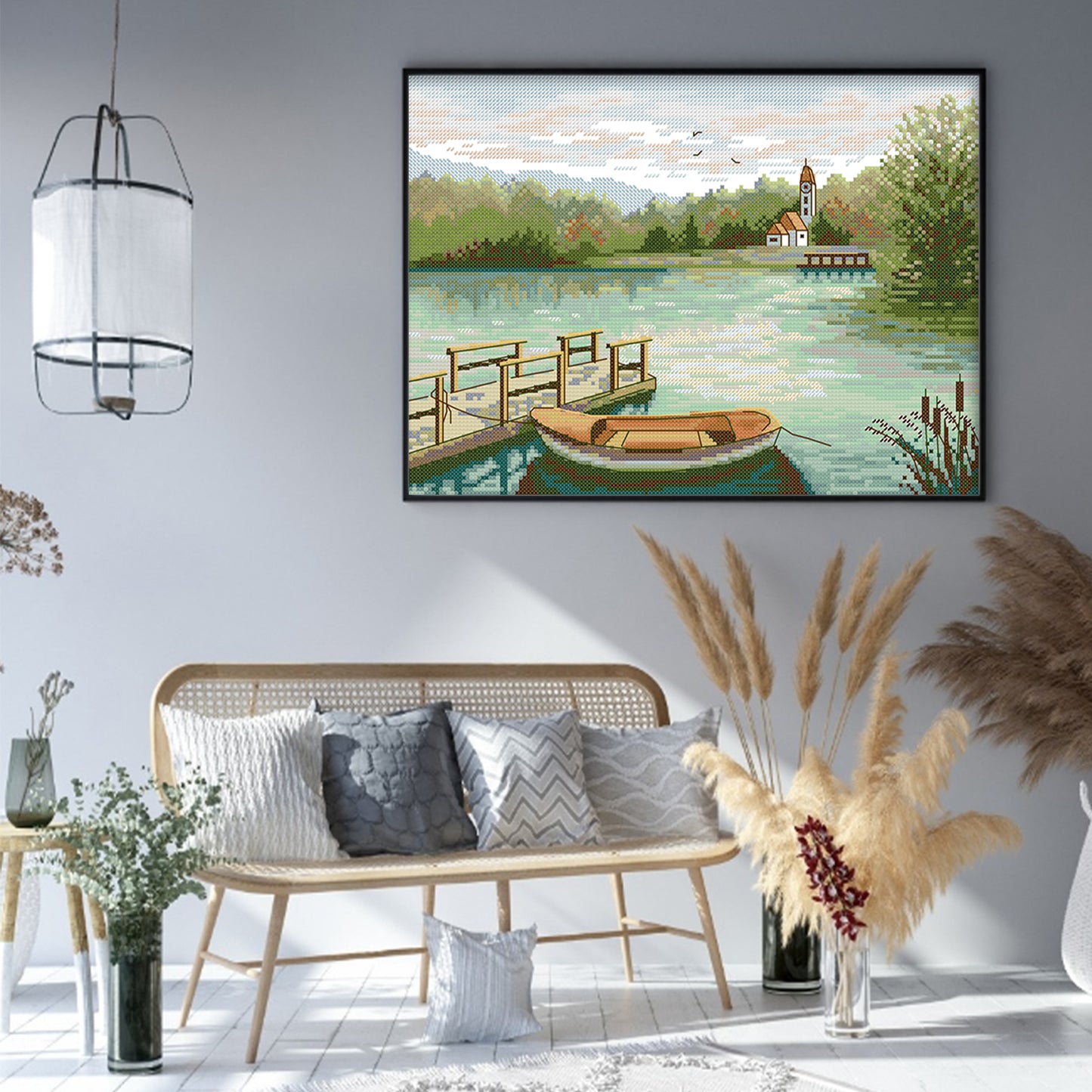 Lakeshore - Full 14CT Stamped Cross Stitch 34x27CM - Joy Sunday