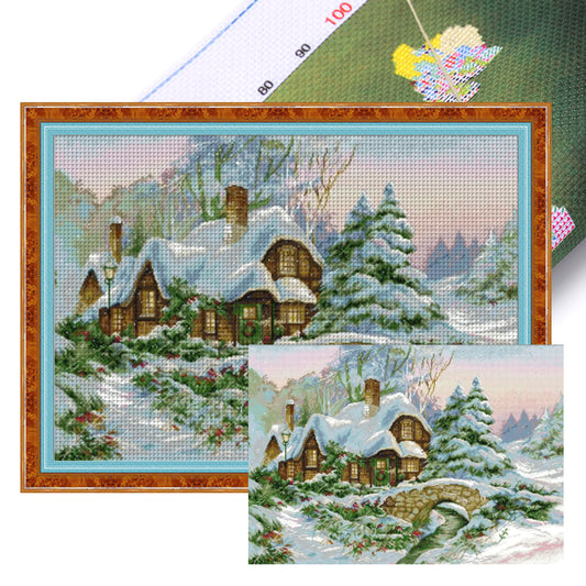 Winter Scenery - Full 14CT Stamped Cross Stitch 68x52CM - Joy Sunday