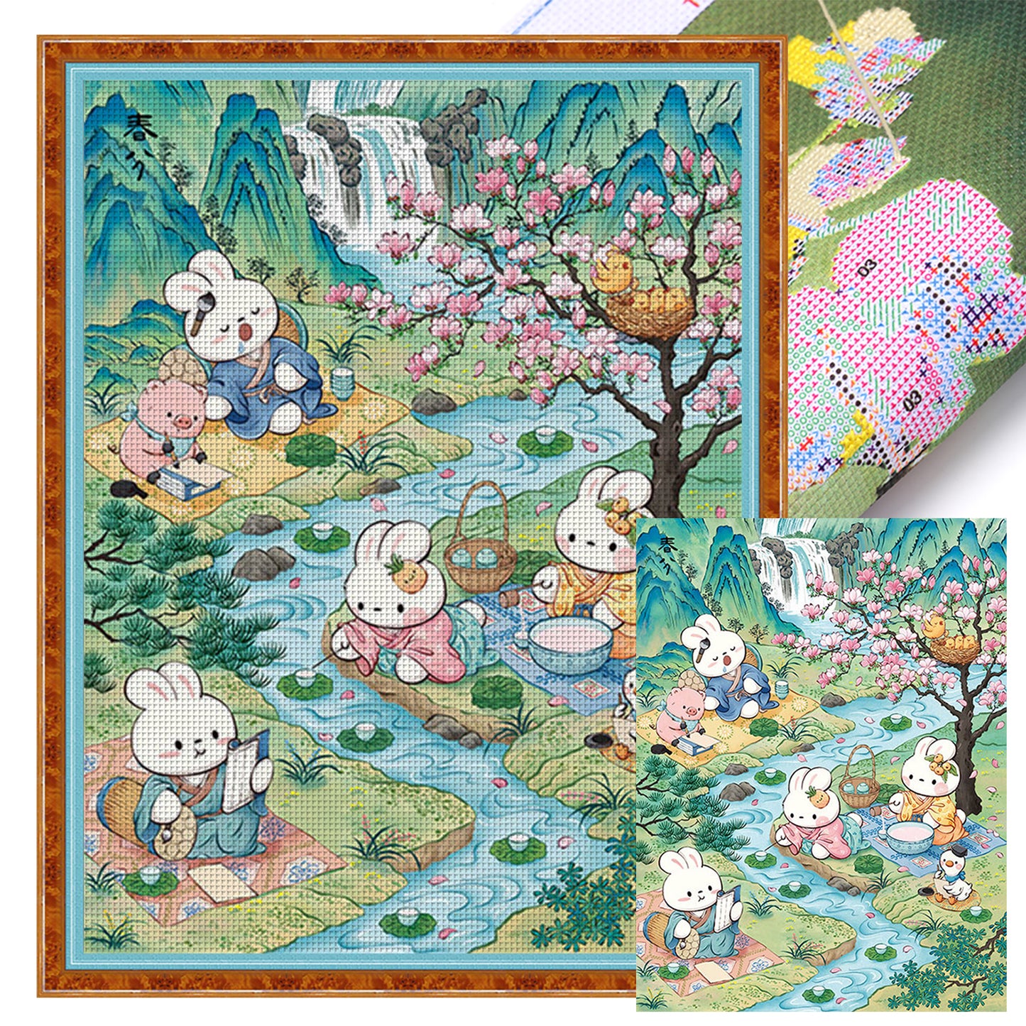 Rabbit Of Vernal Equinox - Full 11CT Stamped Cross Stitch 55x70CM - Mona Lisa