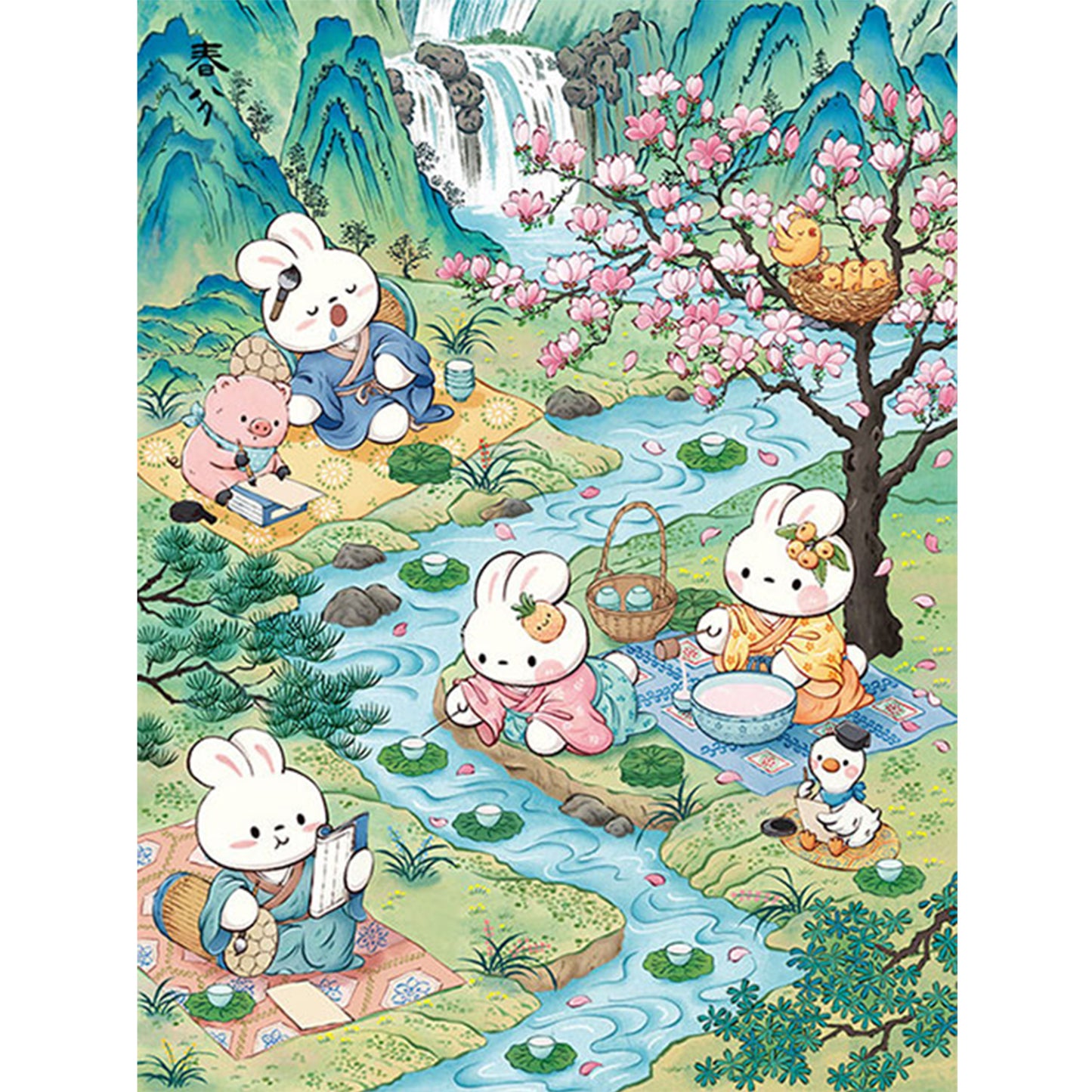 Rabbit Of Vernal Equinox - Full 11CT Stamped Cross Stitch 55x70CM - Mona Lisa