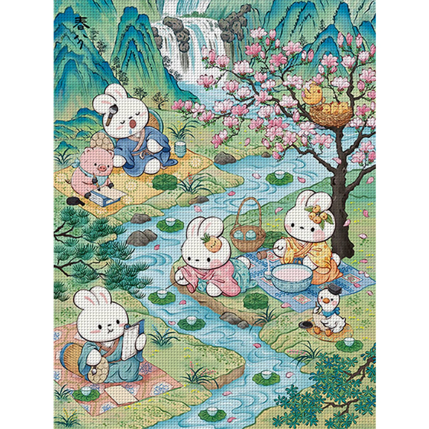 Rabbit Of Vernal Equinox - Full 11CT Stamped Cross Stitch 55x70CM - Mona Lisa