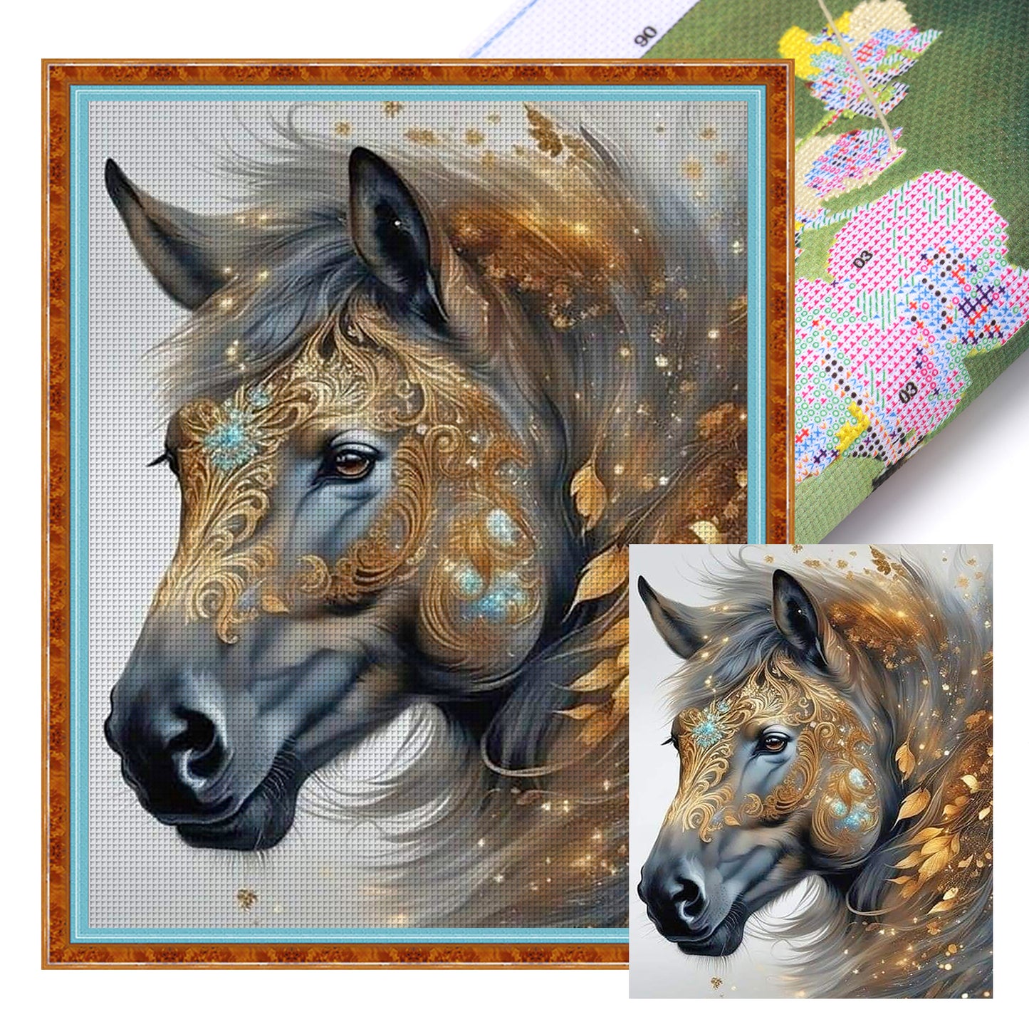 White Horse - Full 11CT Stamped Cross Stitch 40x50CM - Huacan