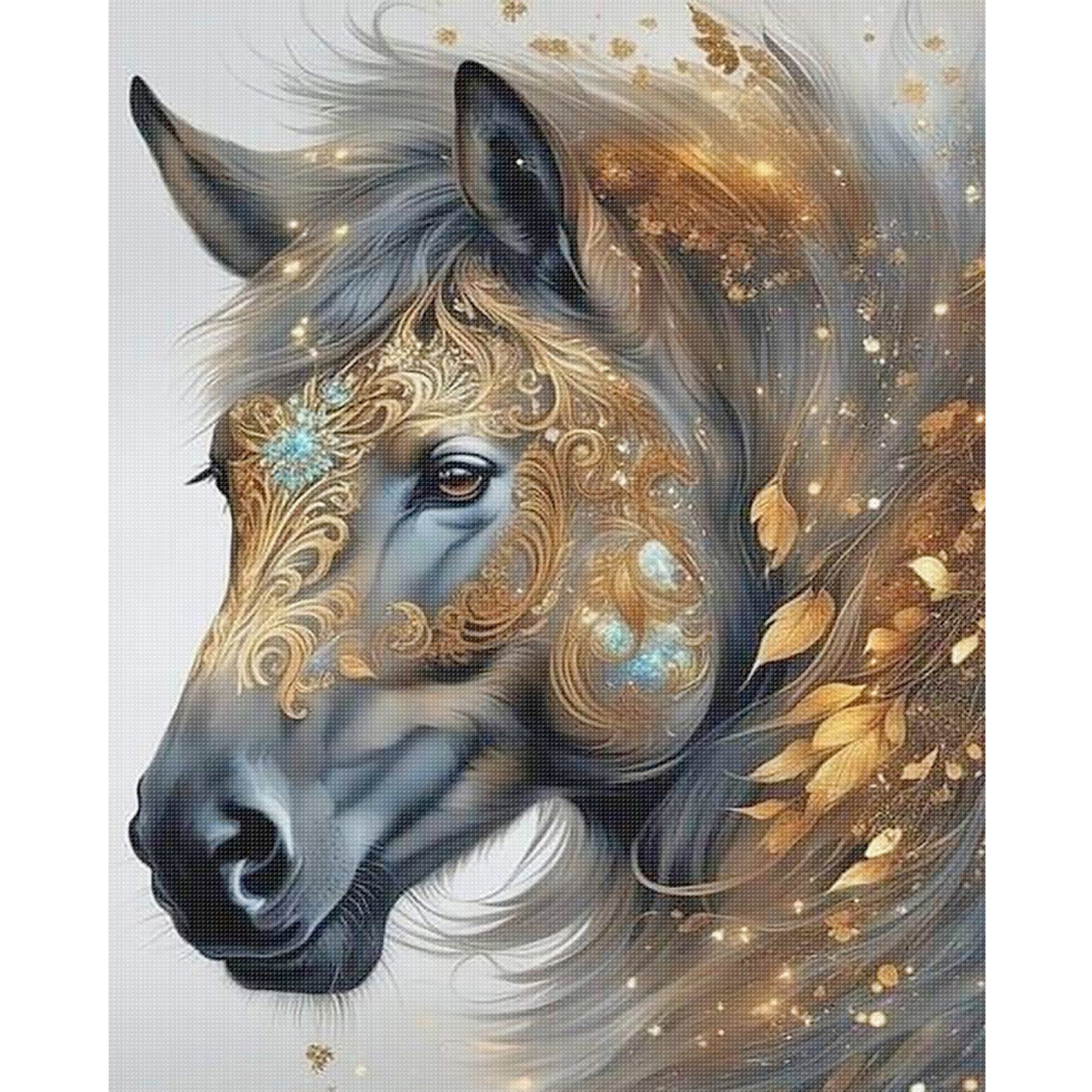 White Horse - Full 11CT Stamped Cross Stitch 40x50CM - Huacan