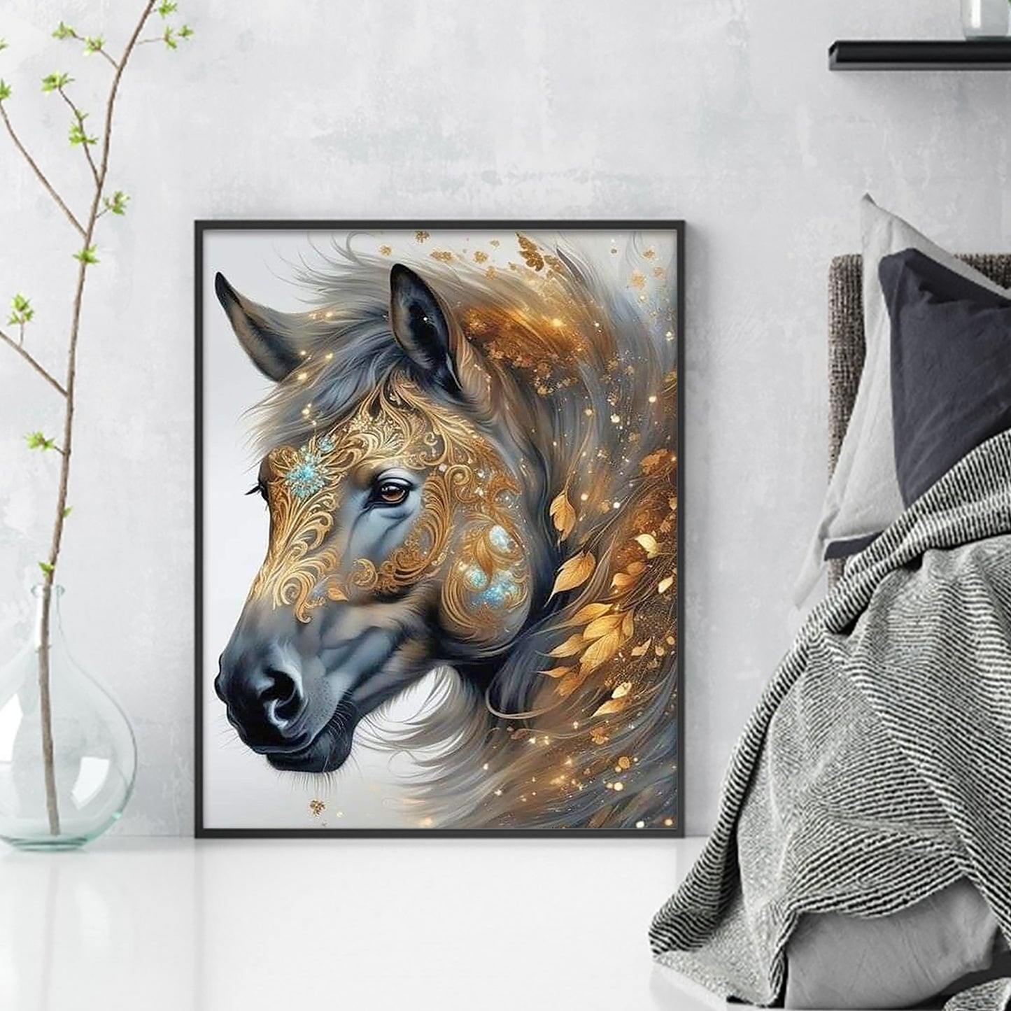 White Horse - Full 11CT Stamped Cross Stitch 40x50CM - Huacan
