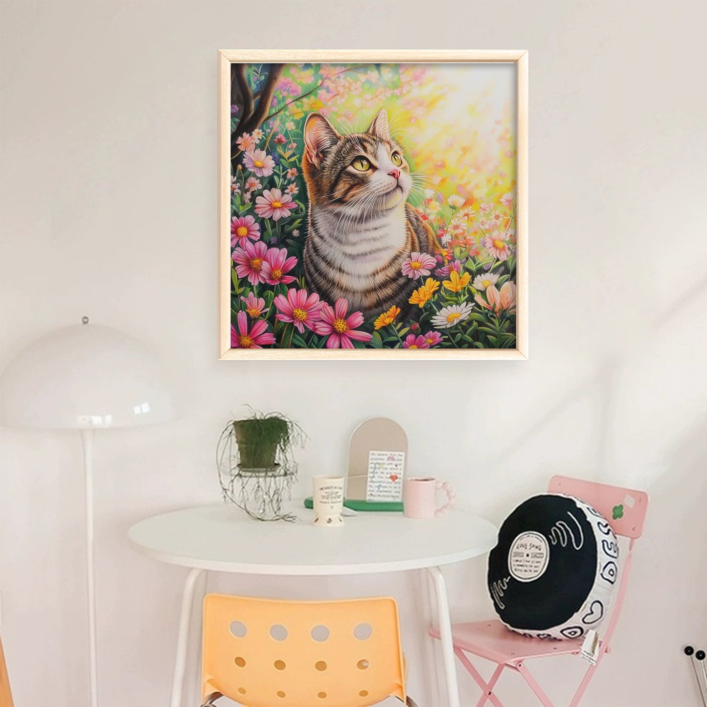 Pear Blossom Cat - Full 11CT Stamped Cross Stitch 40x40CM - Huacan