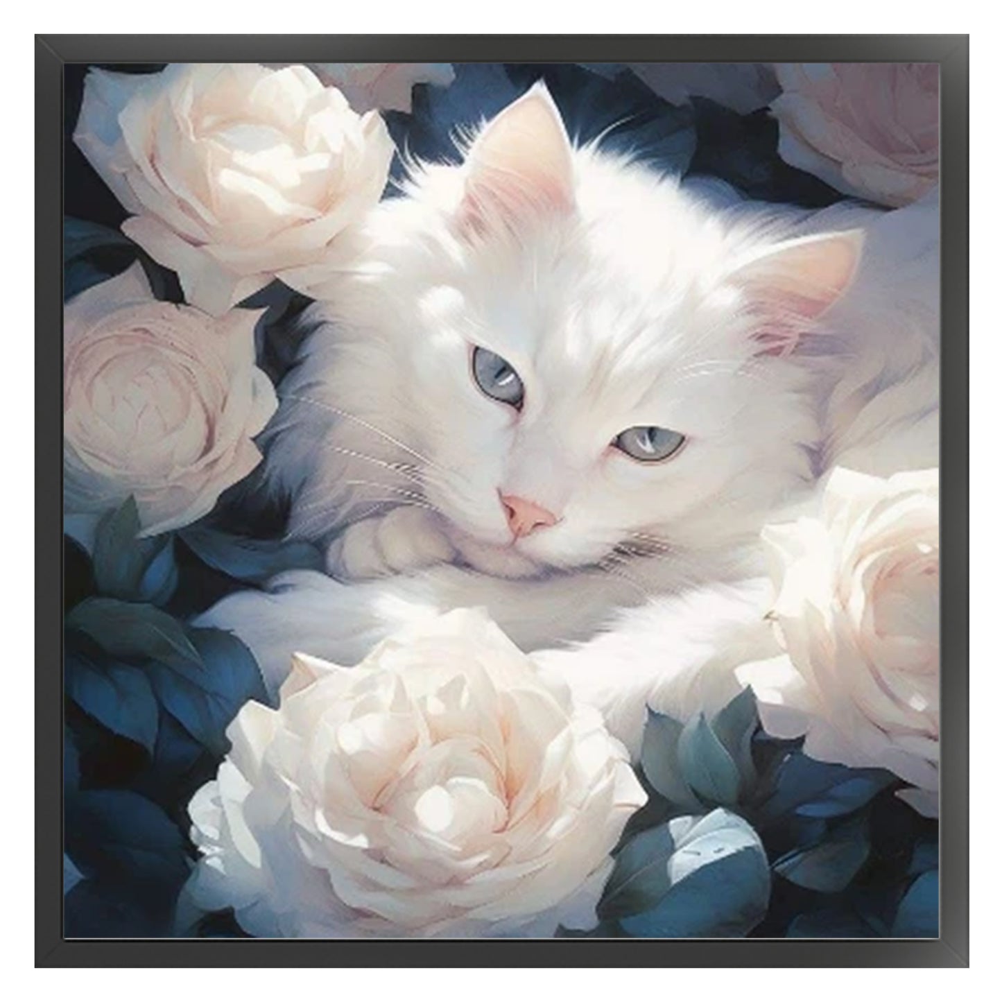 White Cat - Full 11CT Stamped Cross Stitch 40x40CM - Huacan