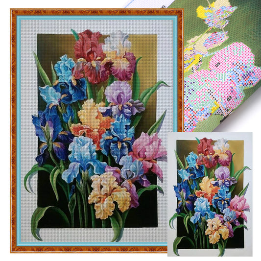 Iris - Full 11CT Stamped Cross Stitch 40x60CM - Huacan