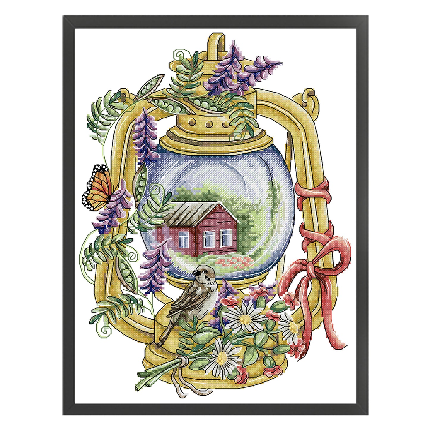 Bird Lantern - Summer - Partial 14CT Stamped Cross Stitch 28x37CM - Joy Sunday Backstitch+Half Cross Stitch