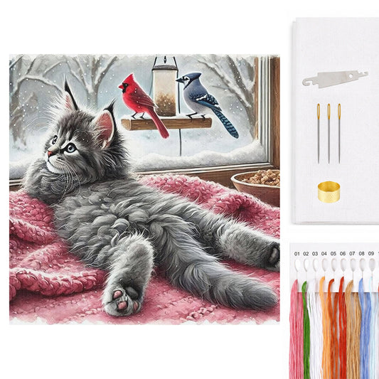 Cat - Full 11CT Counted Cross Stitch 40x40CM - Yishu