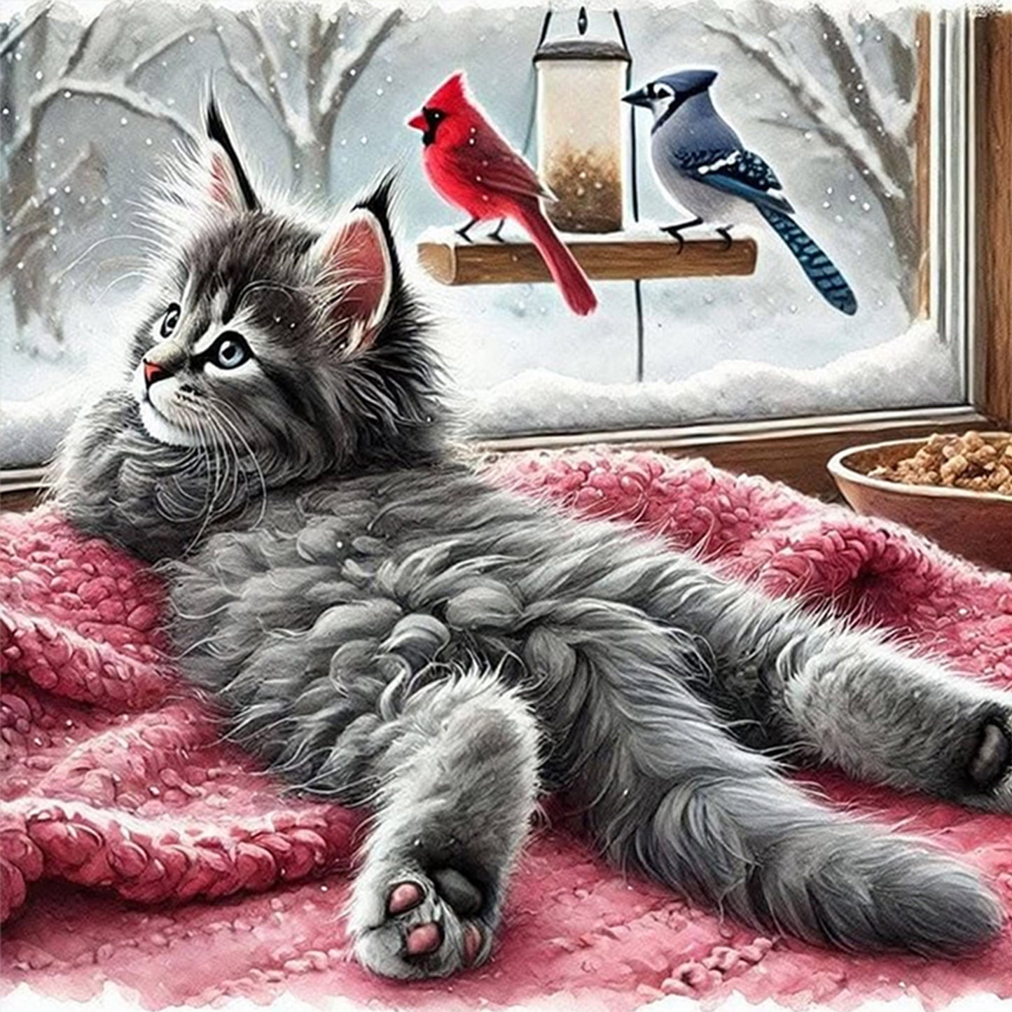 Cat - Full 11CT Counted Cross Stitch 40x40CM - Yishu