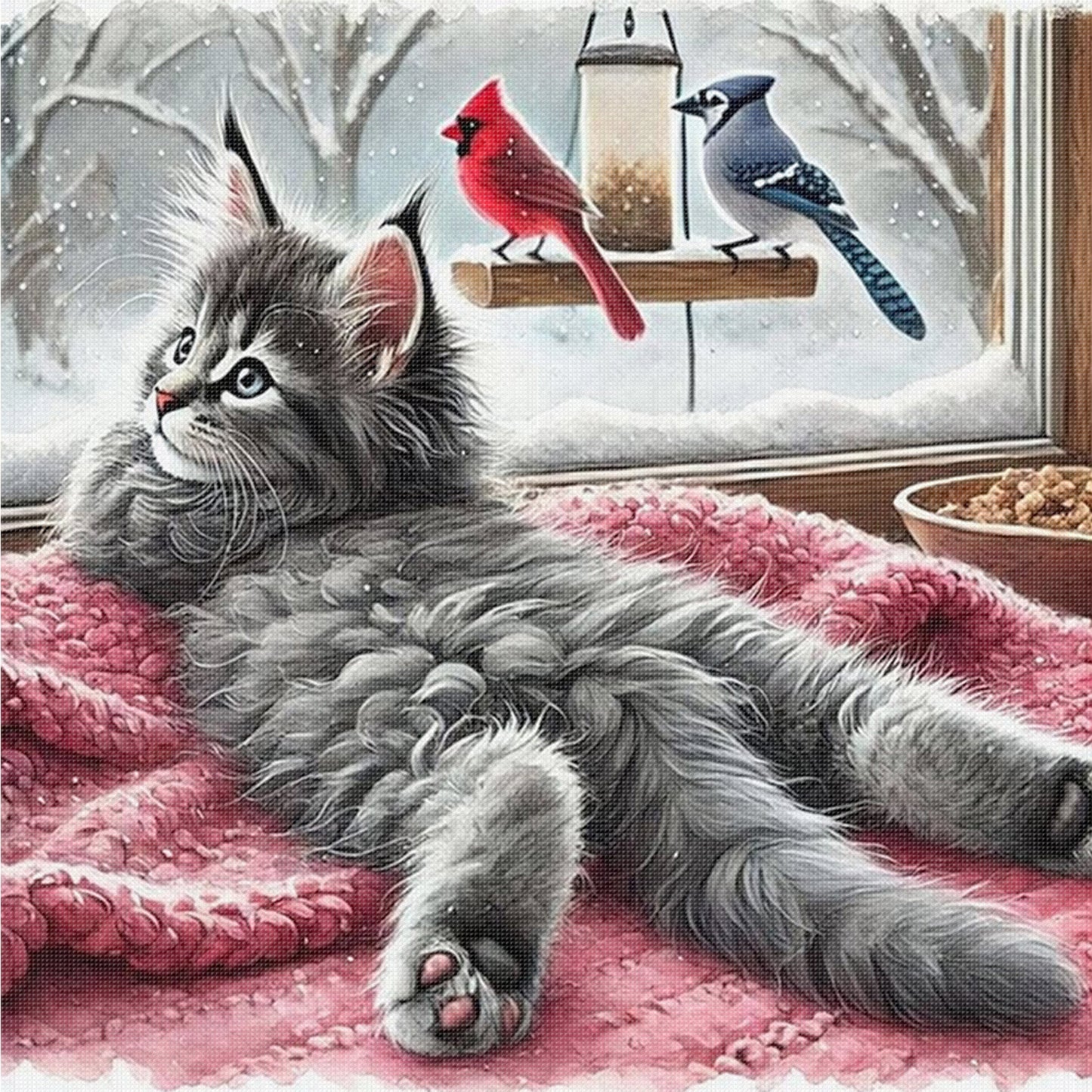 Cat - Full 11CT Counted Cross Stitch 40x40CM - Yishu