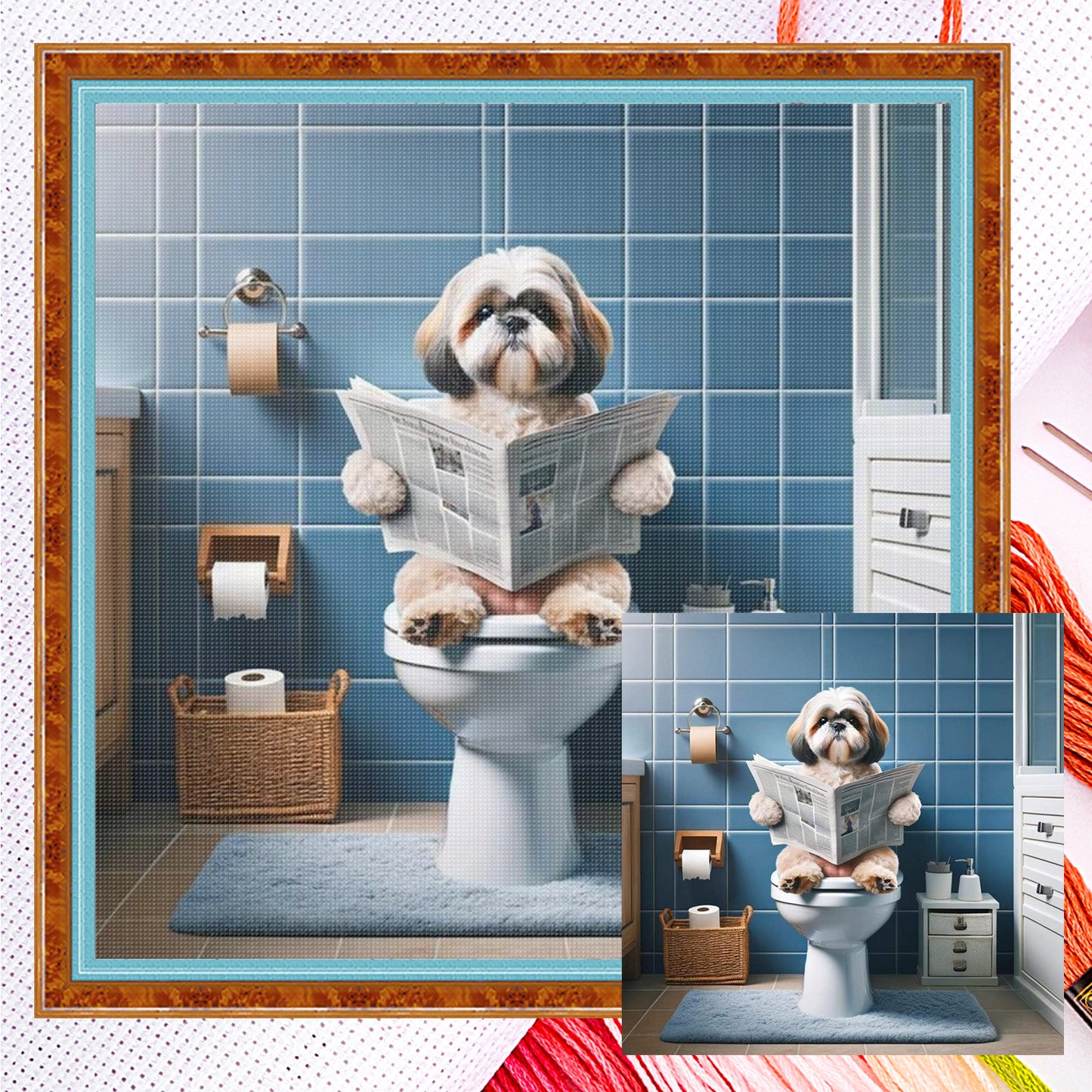 Shih Tzu - Full 11CT Counted Cross Stitch 40x40CM - Yishu