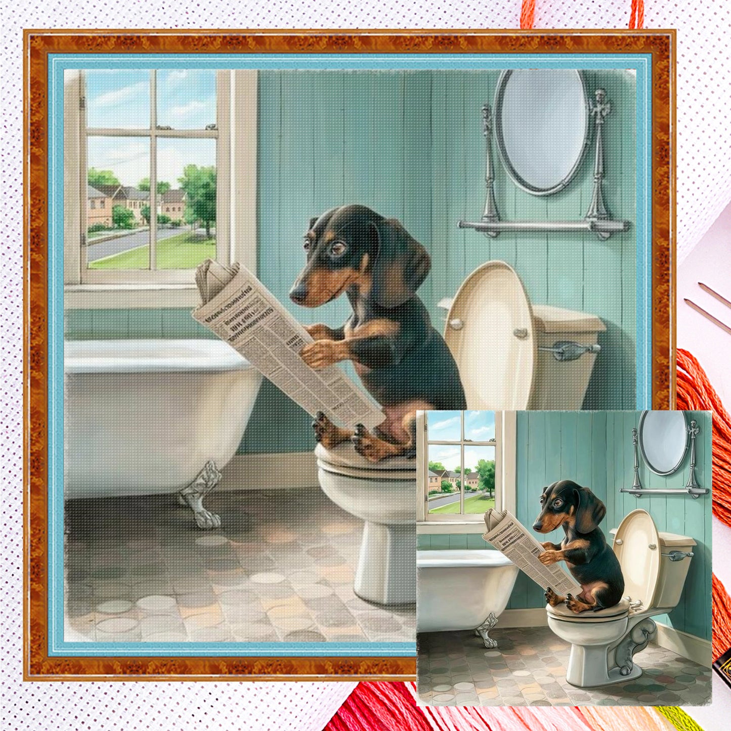 Dachshund - Full 11CT Counted Cross Stitch 40x40CM - Yishu