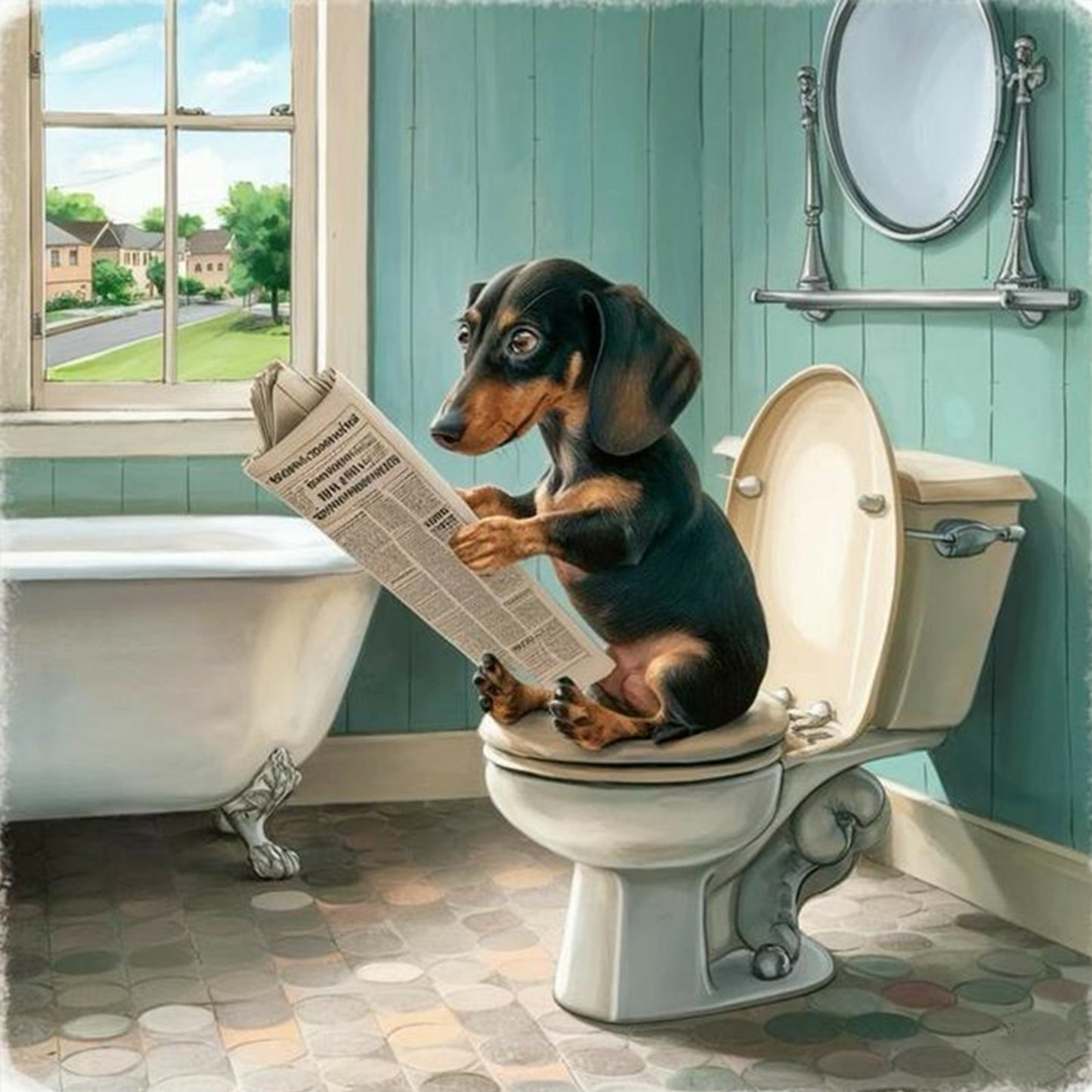 Dachshund - Full 11CT Counted Cross Stitch 40x40CM - Yishu