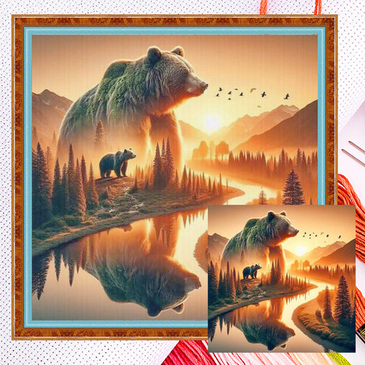 Bear - Full 11CT Counted Cross Stitch 45x45CM - Yishu