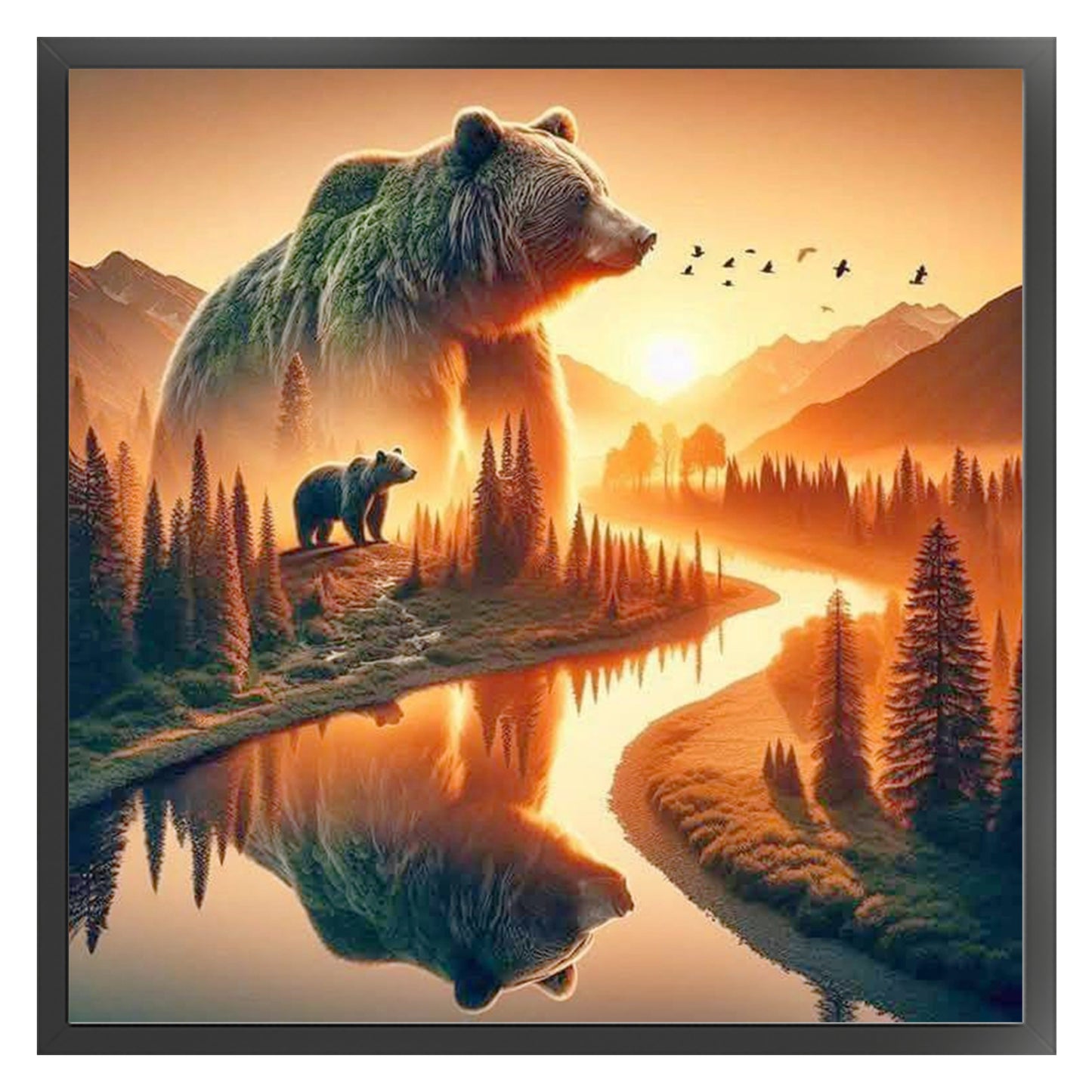 Bear - Full 11CT Counted Cross Stitch 45x45CM - Yishu