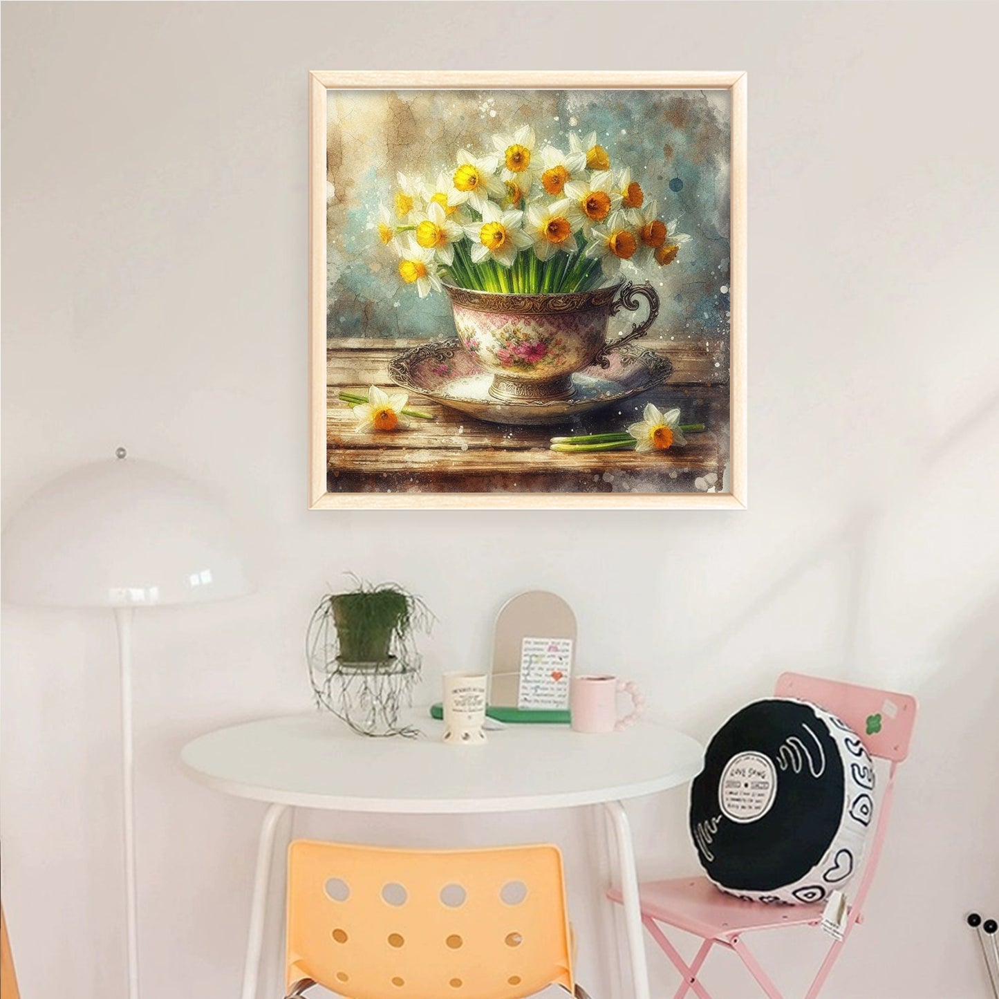 Teacup And Flowers - Full 11CT Counted Cross Stitch 40x40CM - Yishu