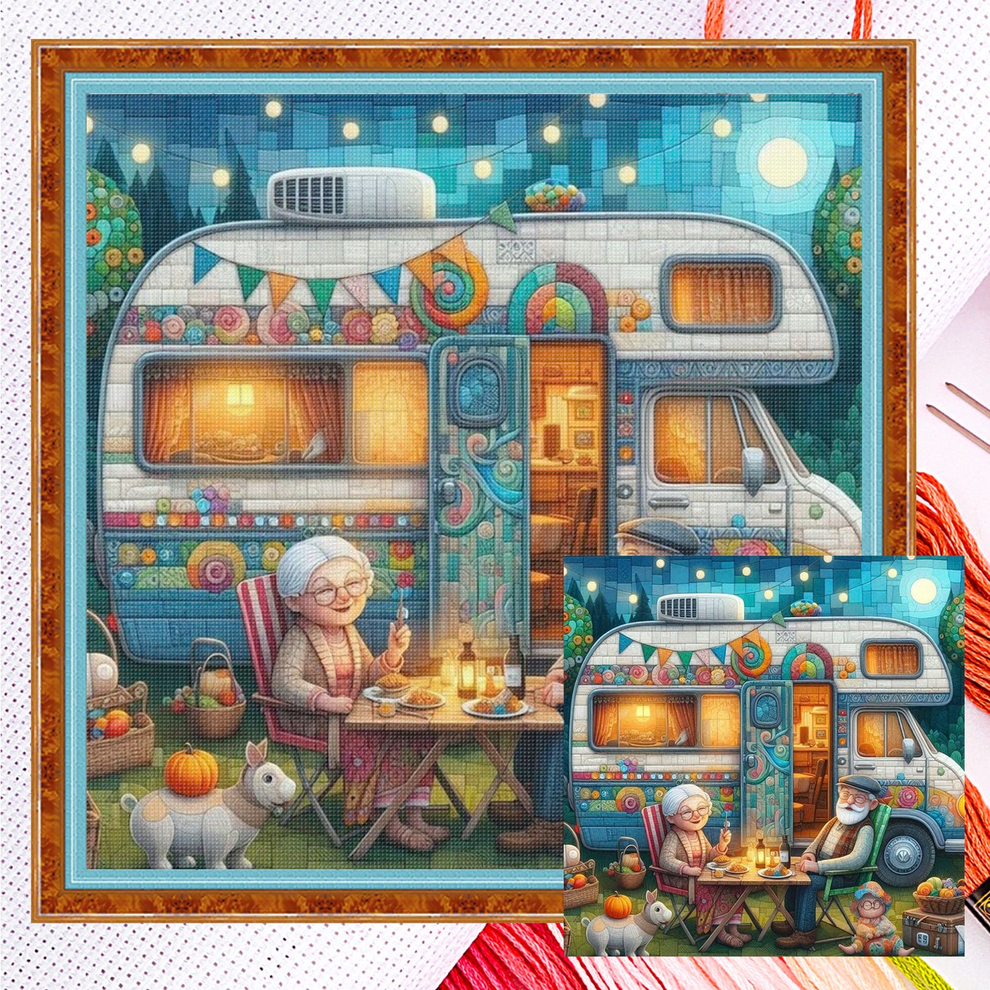 Car - Full 11CT Counted Cross Stitch 40x40CM - Yishu