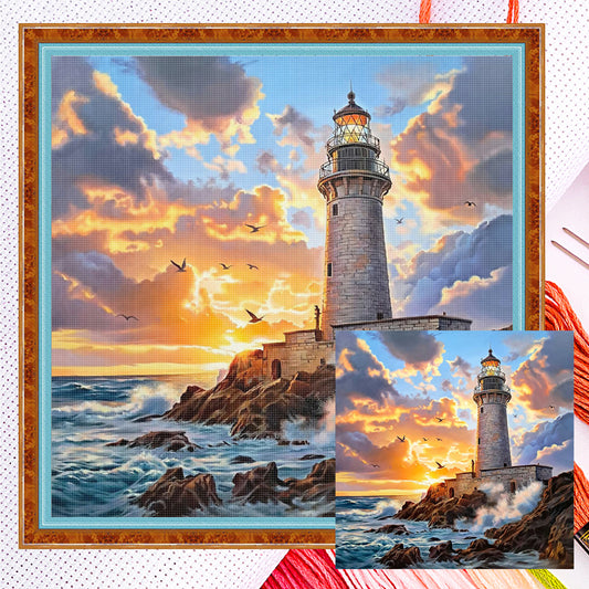 Lighthouse - Full 11CT Counted Cross Stitch 40x40CM - Yishu