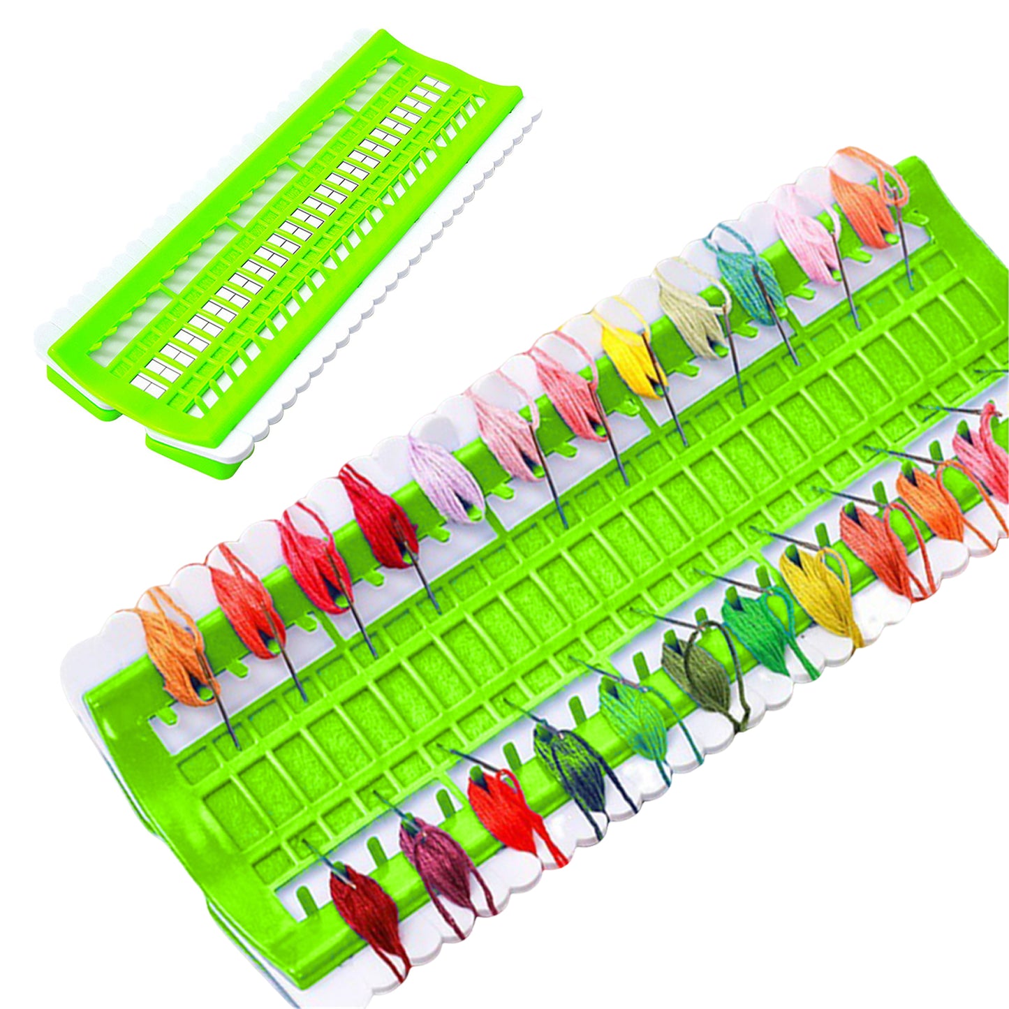 50 Positions Plastic Floss Organizer Cross Stitch Embroidery Thread Storage Rack Sewing Tools Gifts for Beginners Adults (Green)