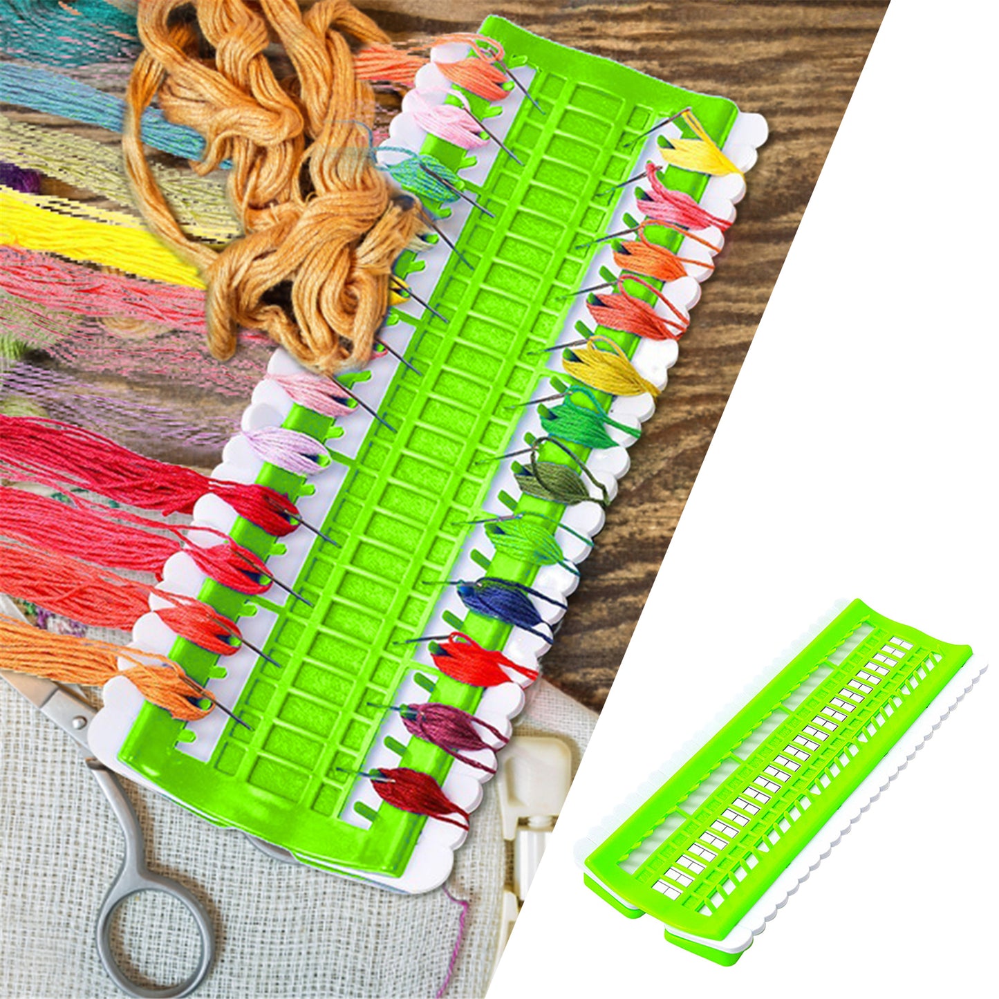 50 Positions Plastic Floss Organizer Cross Stitch Embroidery Thread Storage Rack Sewing Tools Gifts for Beginners Adults (Green)