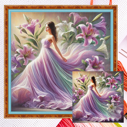 Flower Girl - Full 11CT Counted Cross Stitch 45x45CM - Yishu