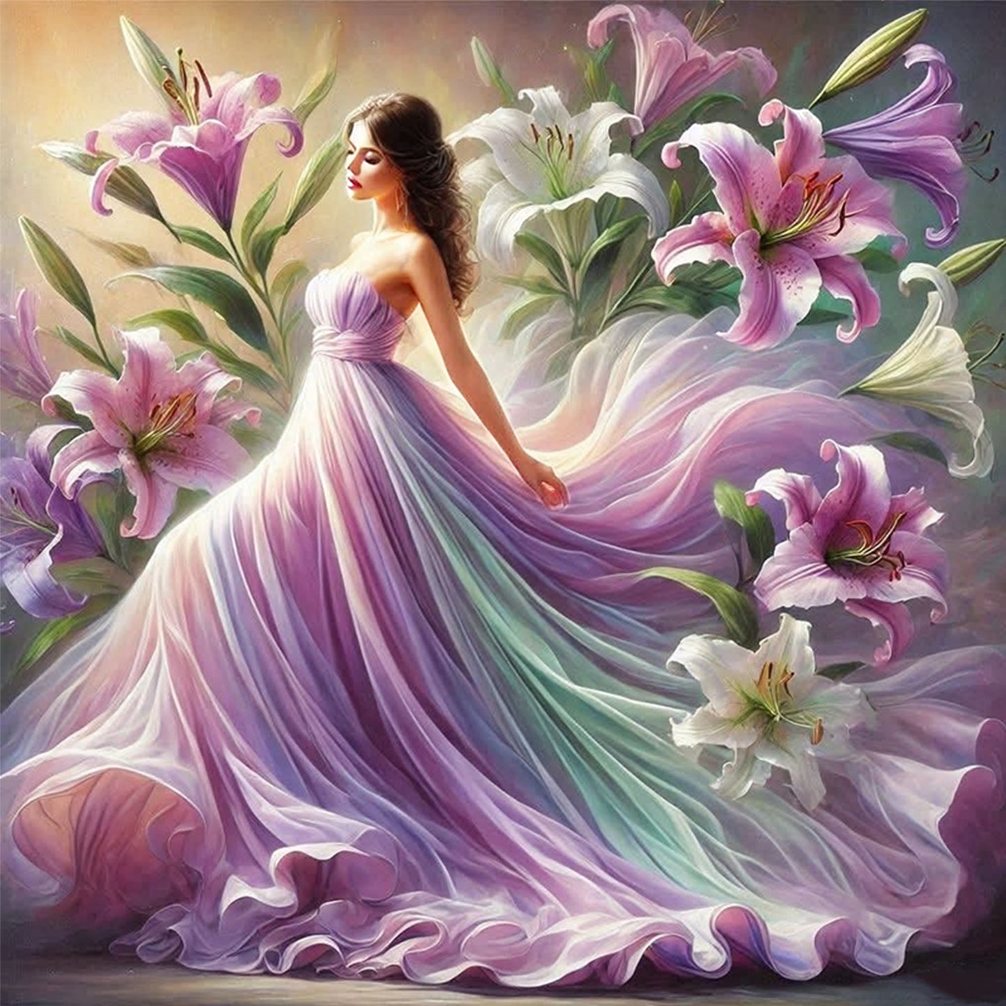 Flower Girl - Full 11CT Counted Cross Stitch 45x45CM - Yishu