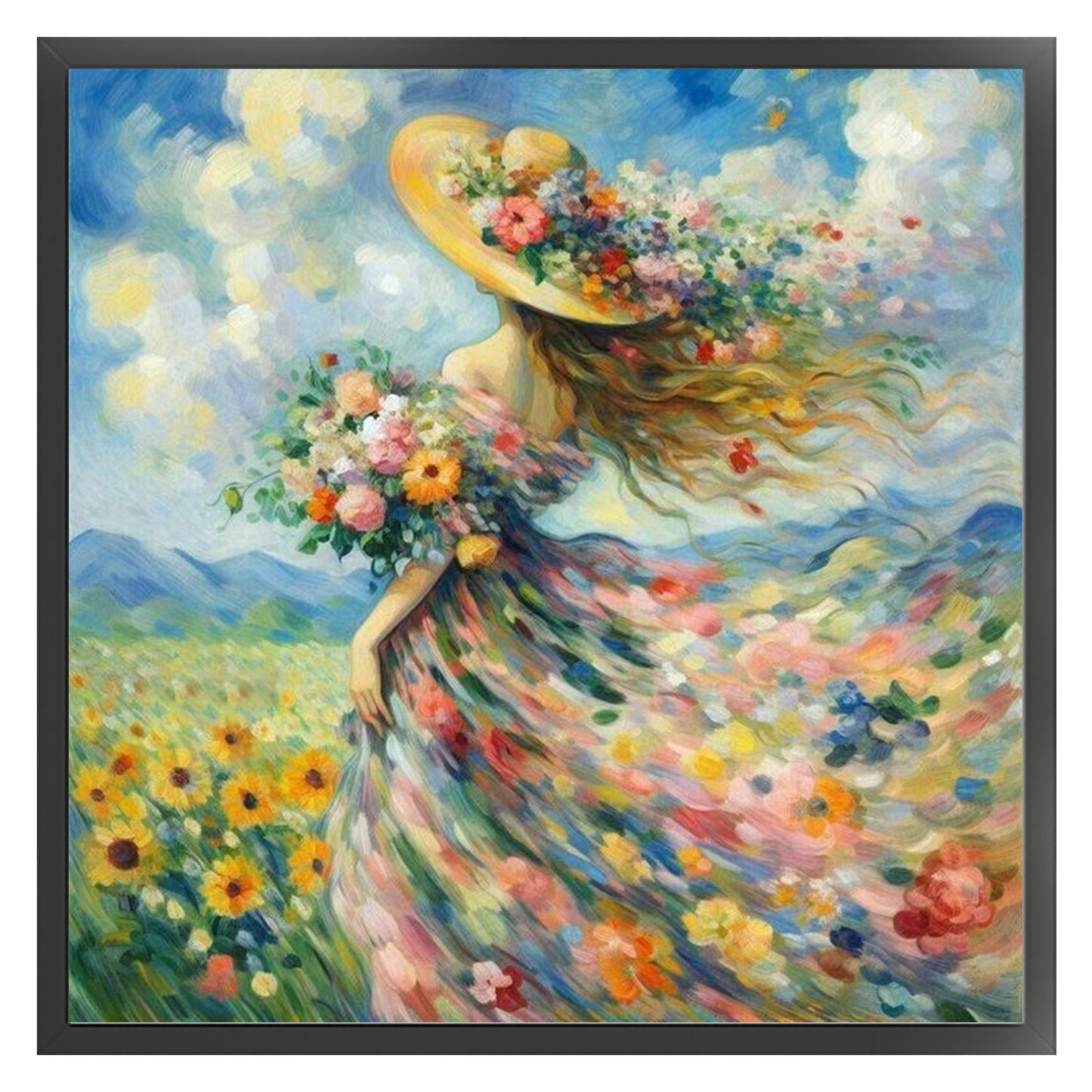 Flower Girl - Full 11CT Counted Cross Stitch 45x45CM - Yishu