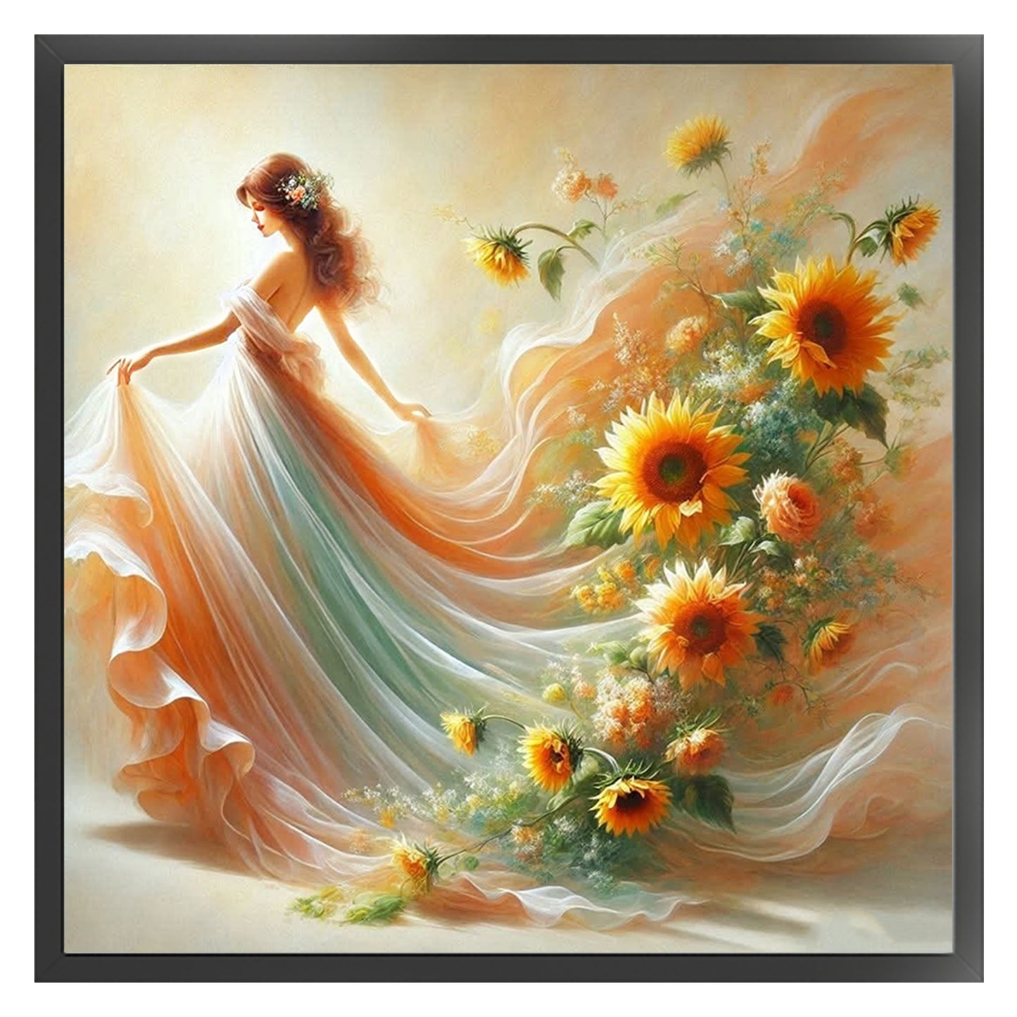 Flower Girl - Full 11CT Counted Cross Stitch 45x45CM - Yishu