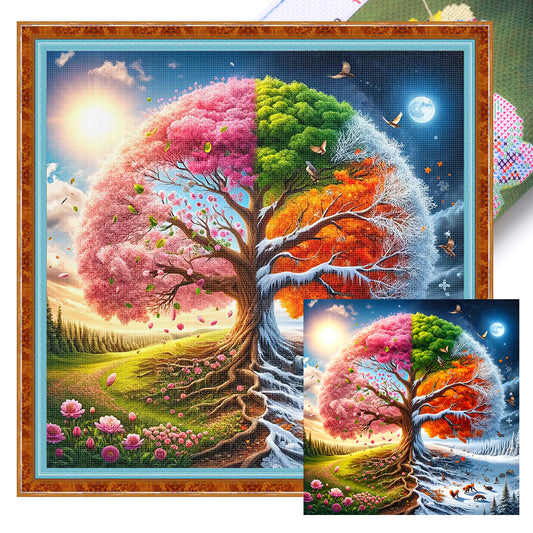 Landscape - Full 14CT Stamped Cross Stitch 40x40CM - Yishu