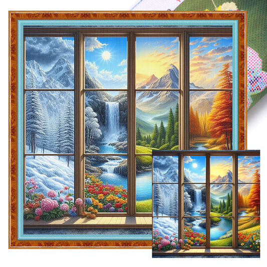 Landscape - Full 14CT Stamped Cross Stitch 40x40CM - Yishu