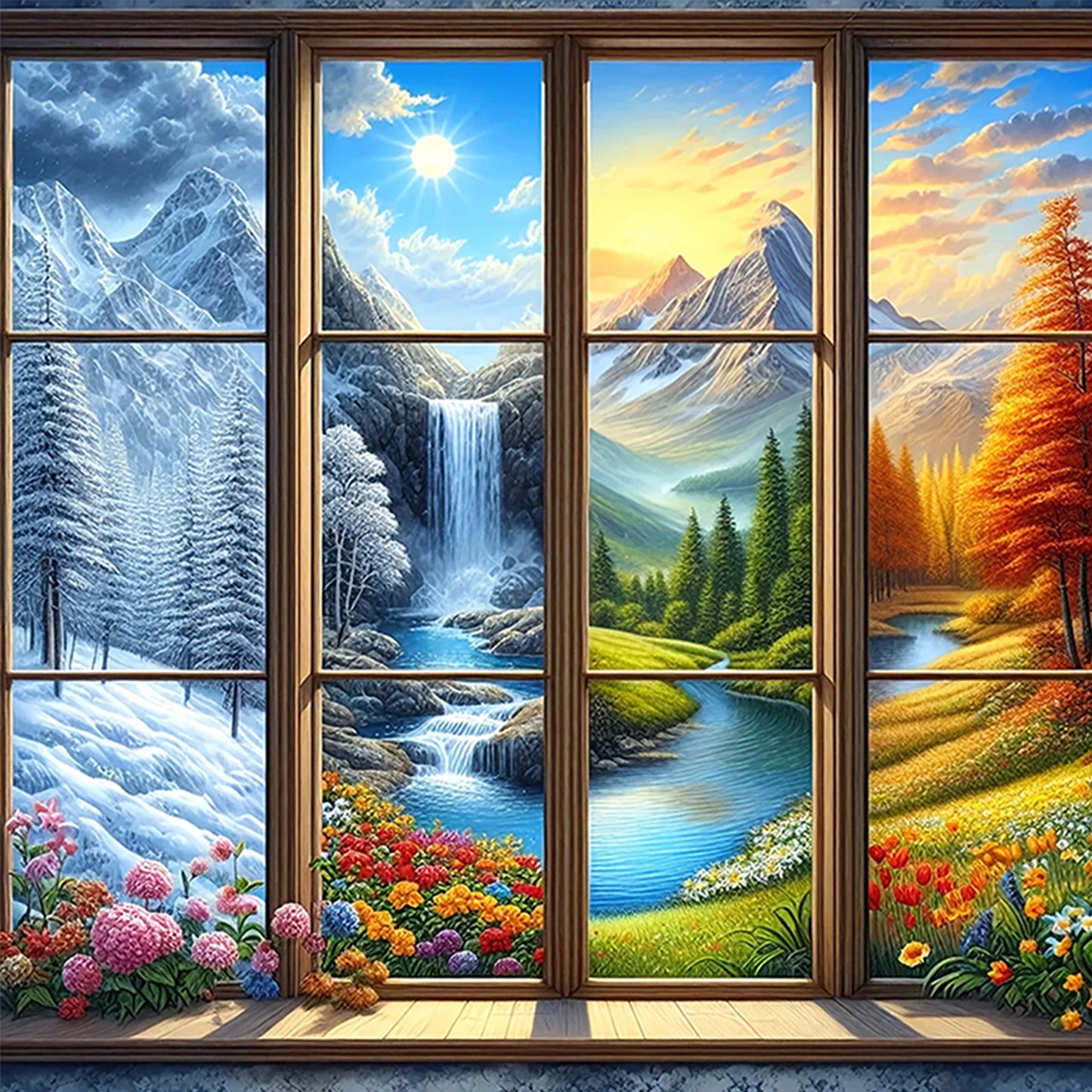Landscape - Full 14CT Stamped Cross Stitch 40x40CM - Yishu
