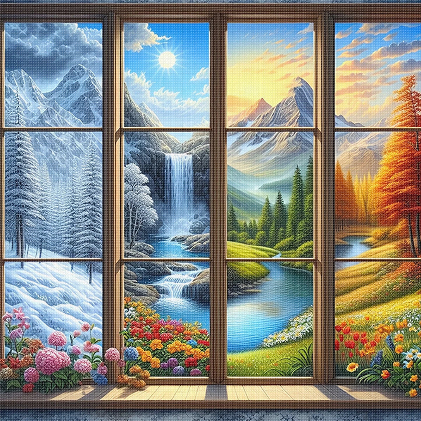 Landscape - Full 14CT Stamped Cross Stitch 40x40CM - Yishu