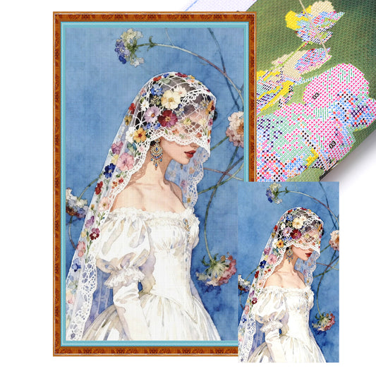 Masked Girl - Full 11CT Stamped Cross Stitch 40x70CM - Yishu